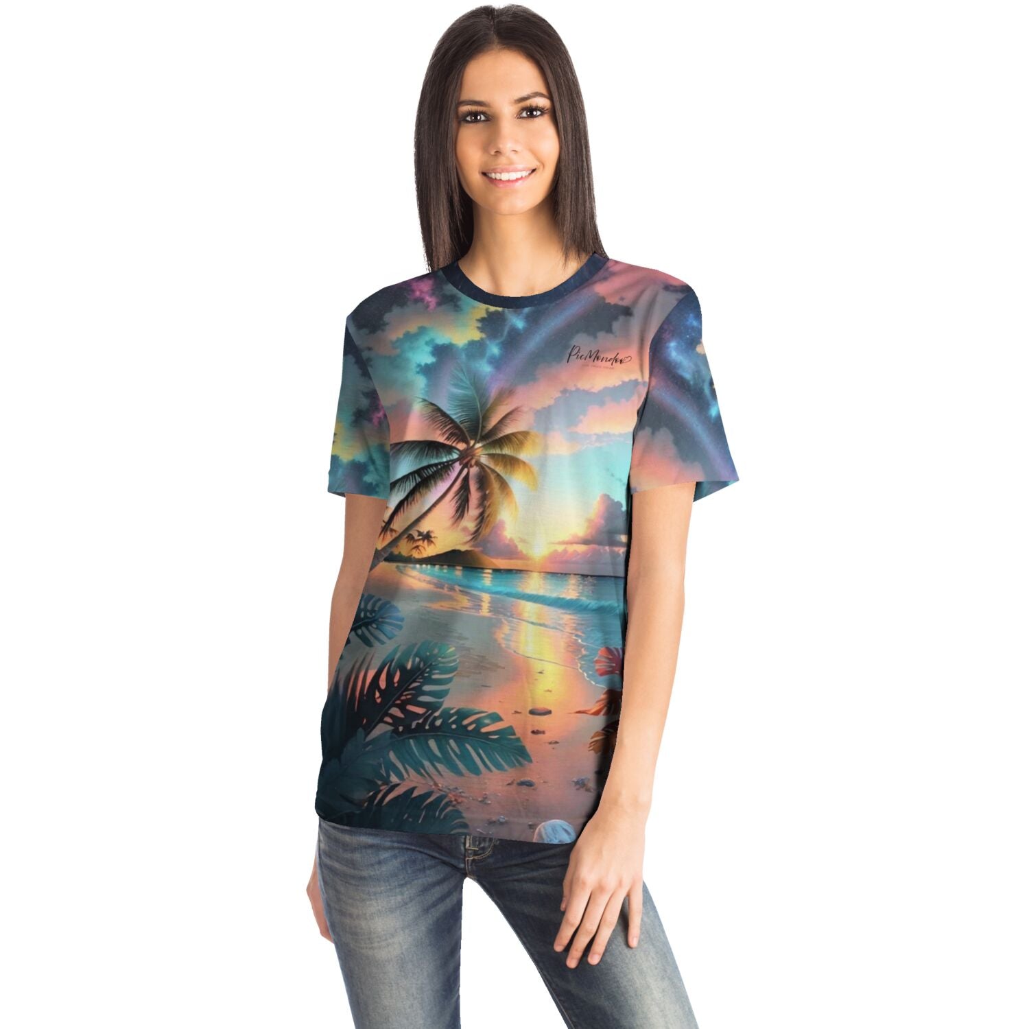 Dreamer T-Shirt - Palme im bunten Abendhimmel