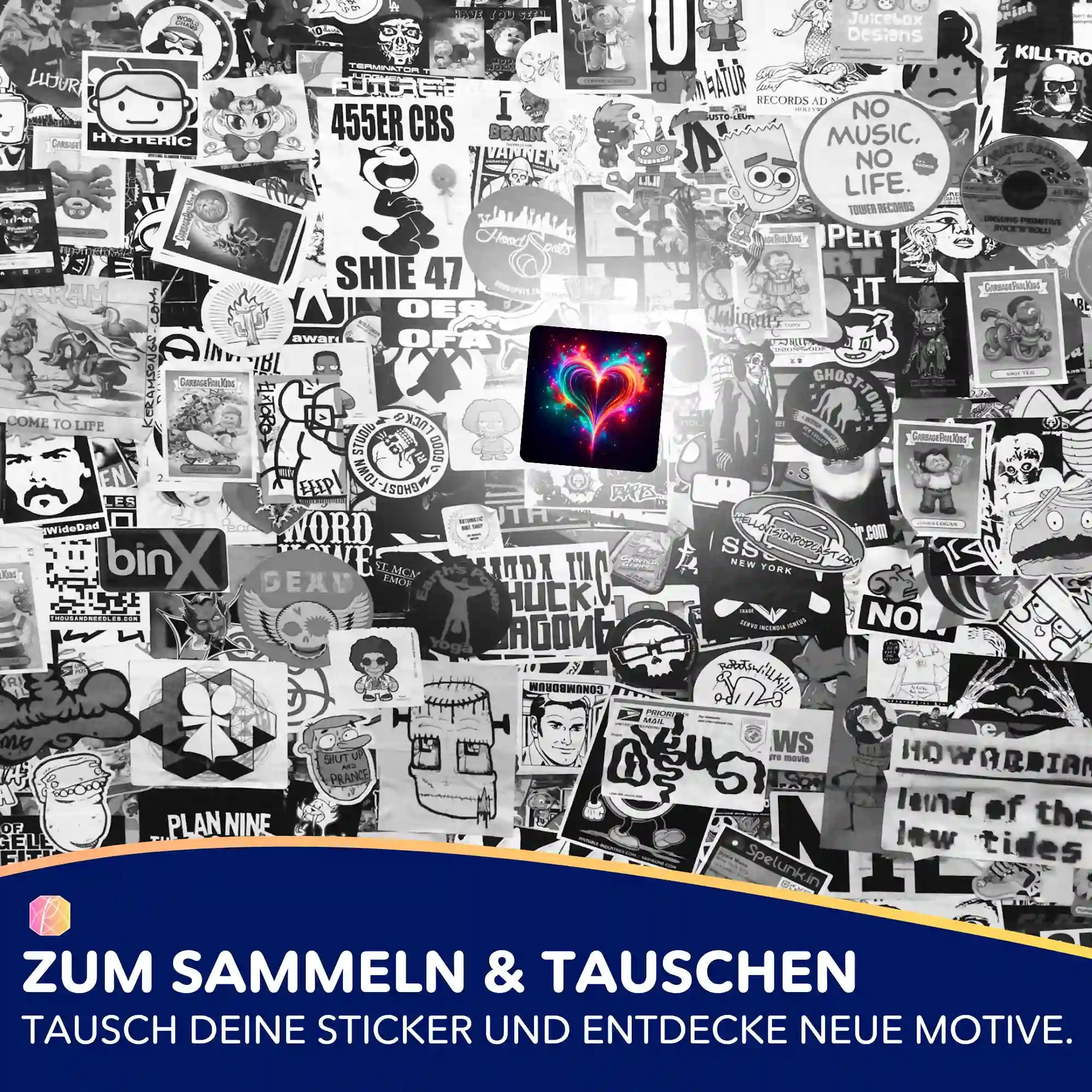 Aufkleber 5er-Set - Herzflimmern