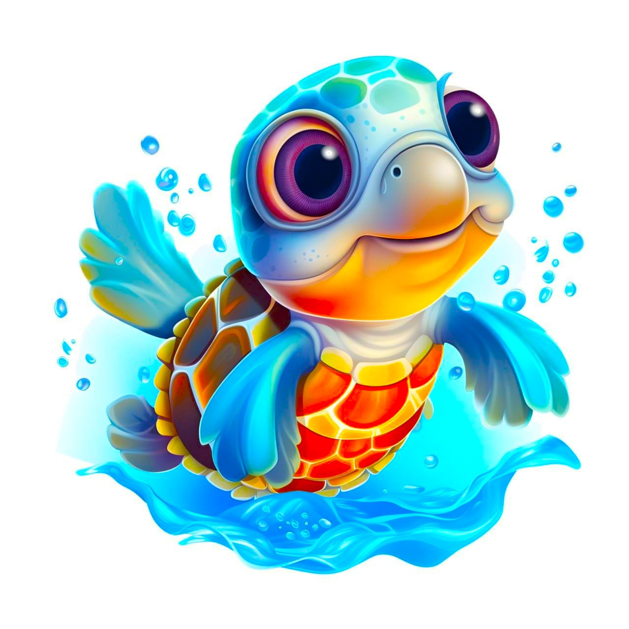 Diamond Painting Mini - Planschende Schildkröte