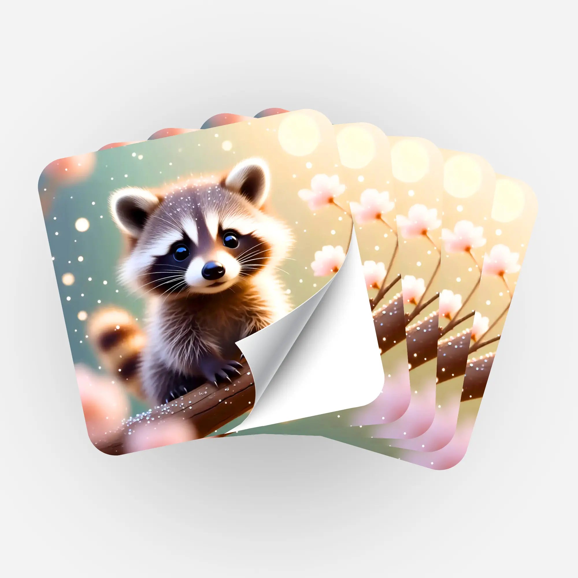 5er-Set Sticker Waschbär Klettermax für Diamond Painting Organisation und Dekoration