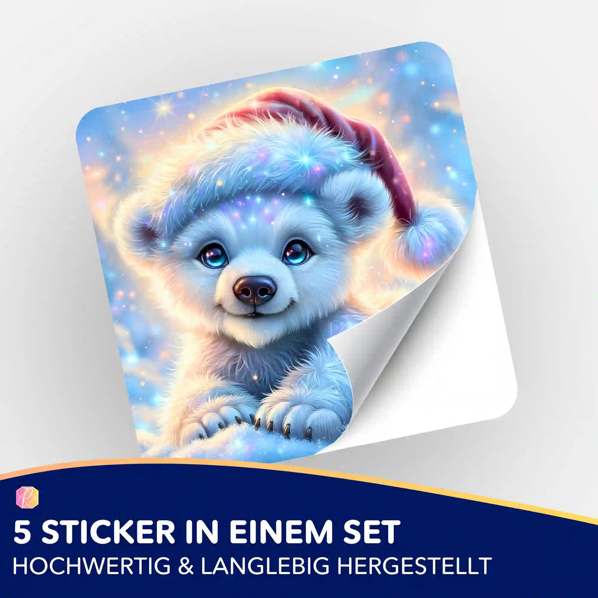 5er-Set Aufkleber Kleiner Schneefunkel für Diamond Painting und Bastelprojekte mit süßem Eisbär-Motiv