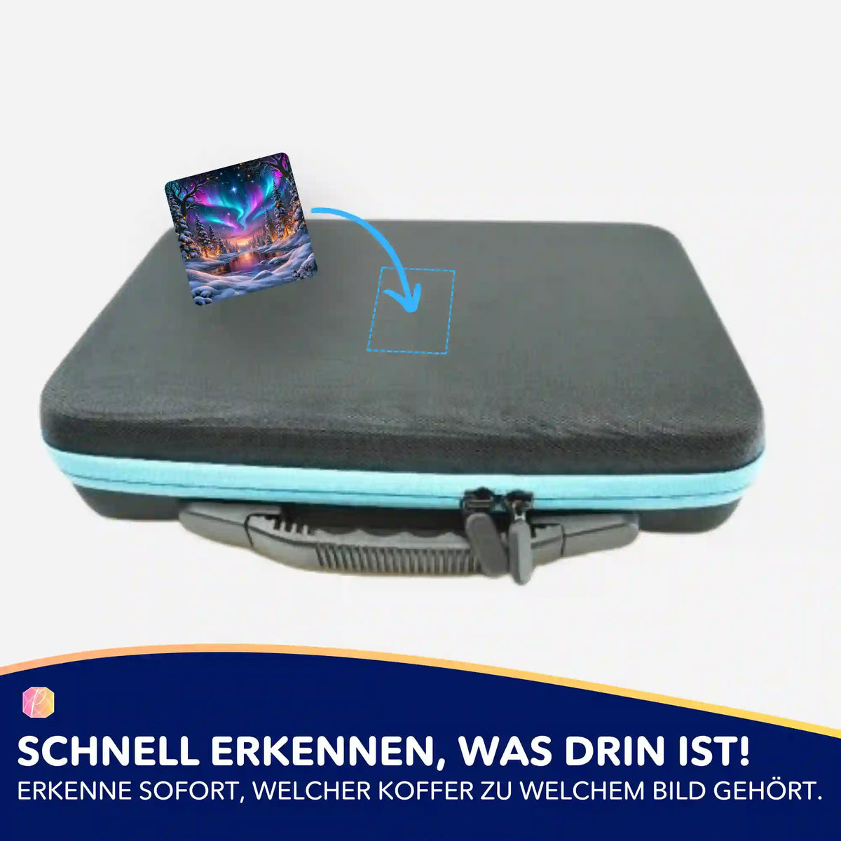 Picmondoo Aufkleber-Set zur Organisation von Diamond Painting Koffer mit Nordlicht-Motiv Wenn der Himmel tanzt
