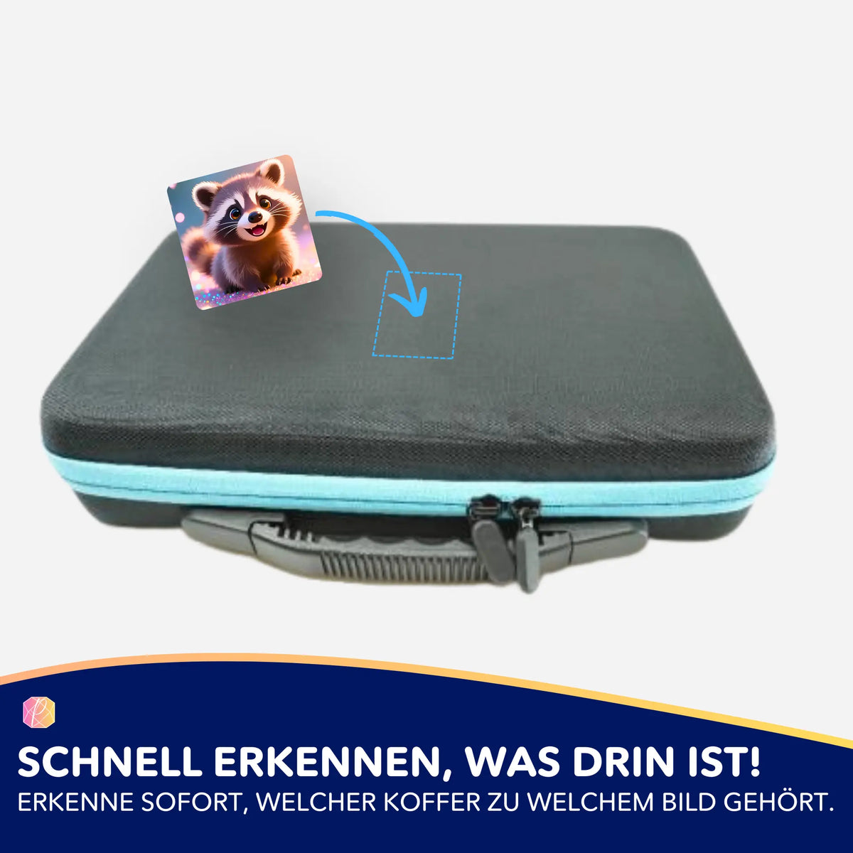 Waschbär-Sticker für Diamond Painting Koffer zur Organisation von Diamanten Painting Zubehör und Bastelsets