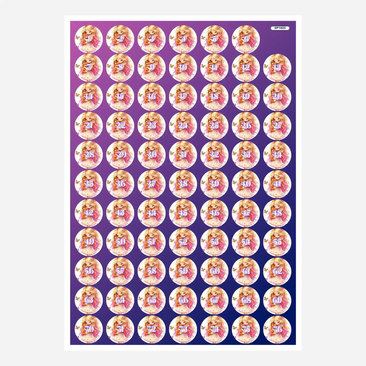 Döschenaufkleber-Set Geborgenheit für Diamond Painting zum Sortieren der Steinfarben mit nummerierten Stickern