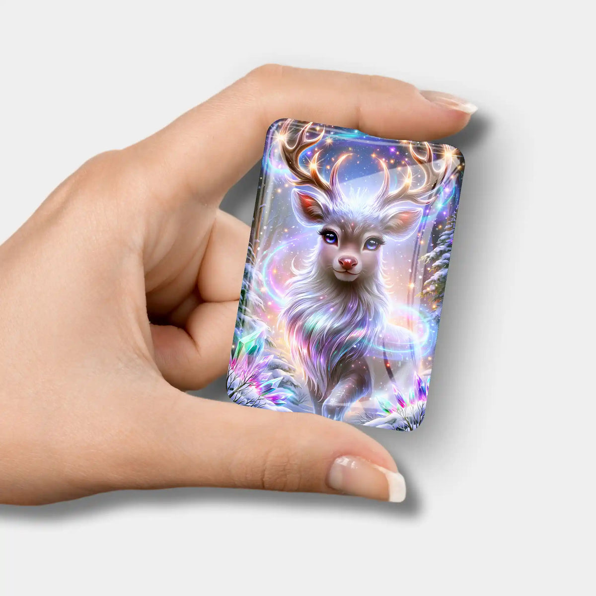 Magischer Cover Minder mit Winterwald-Rehkitz Motiv als praktisches Zubehör für dein Diamond Painting von Picmondoo