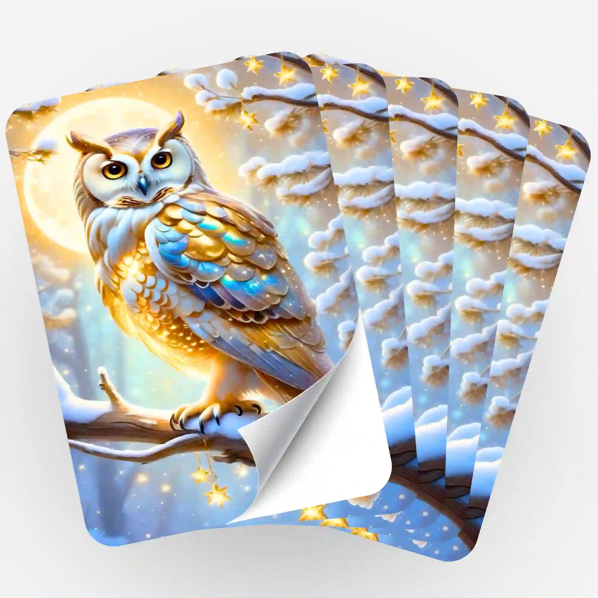 Aufkleber 5er-Set - Goldene Schneeeule