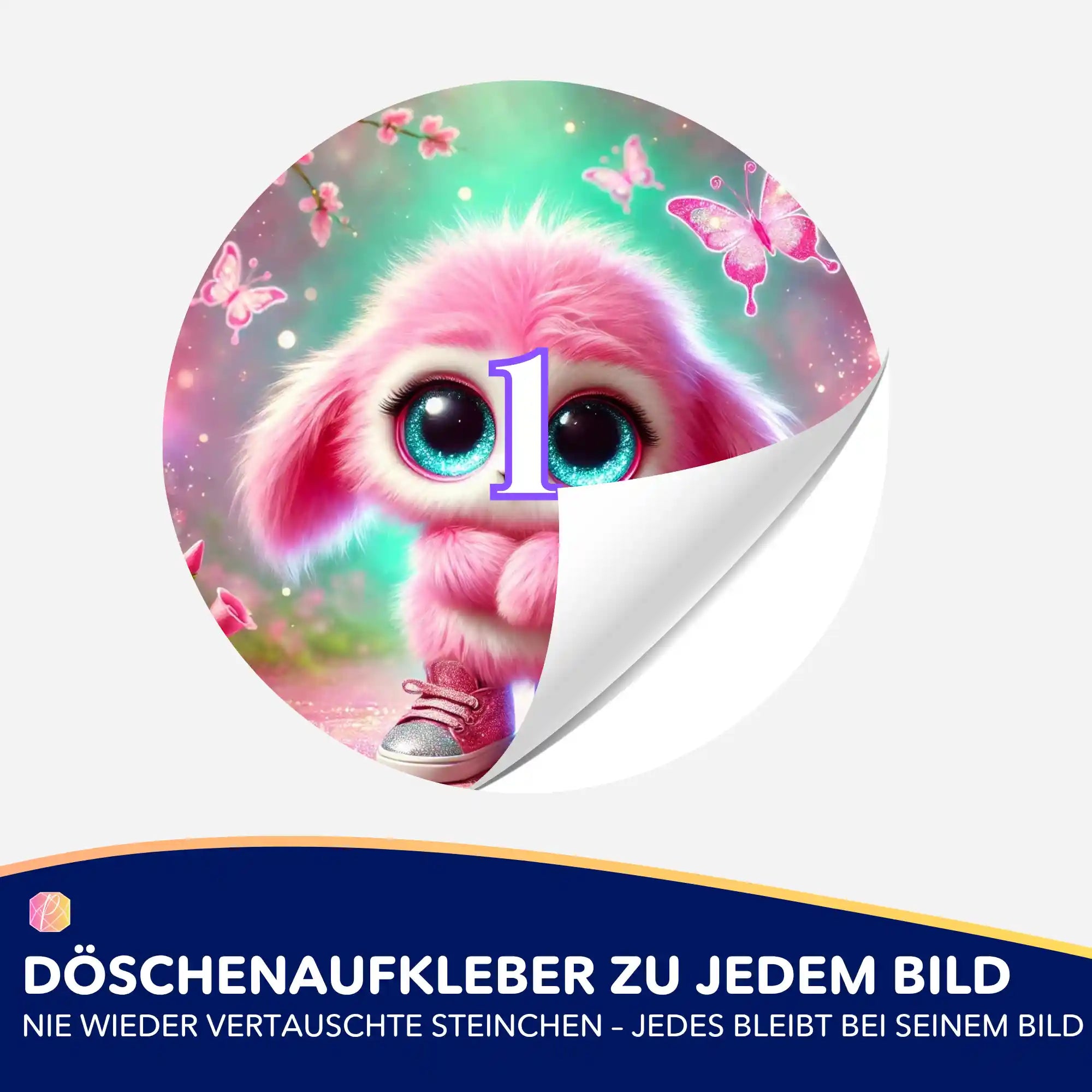 Döschenaufkleber - Pink Fluffel Knuffel