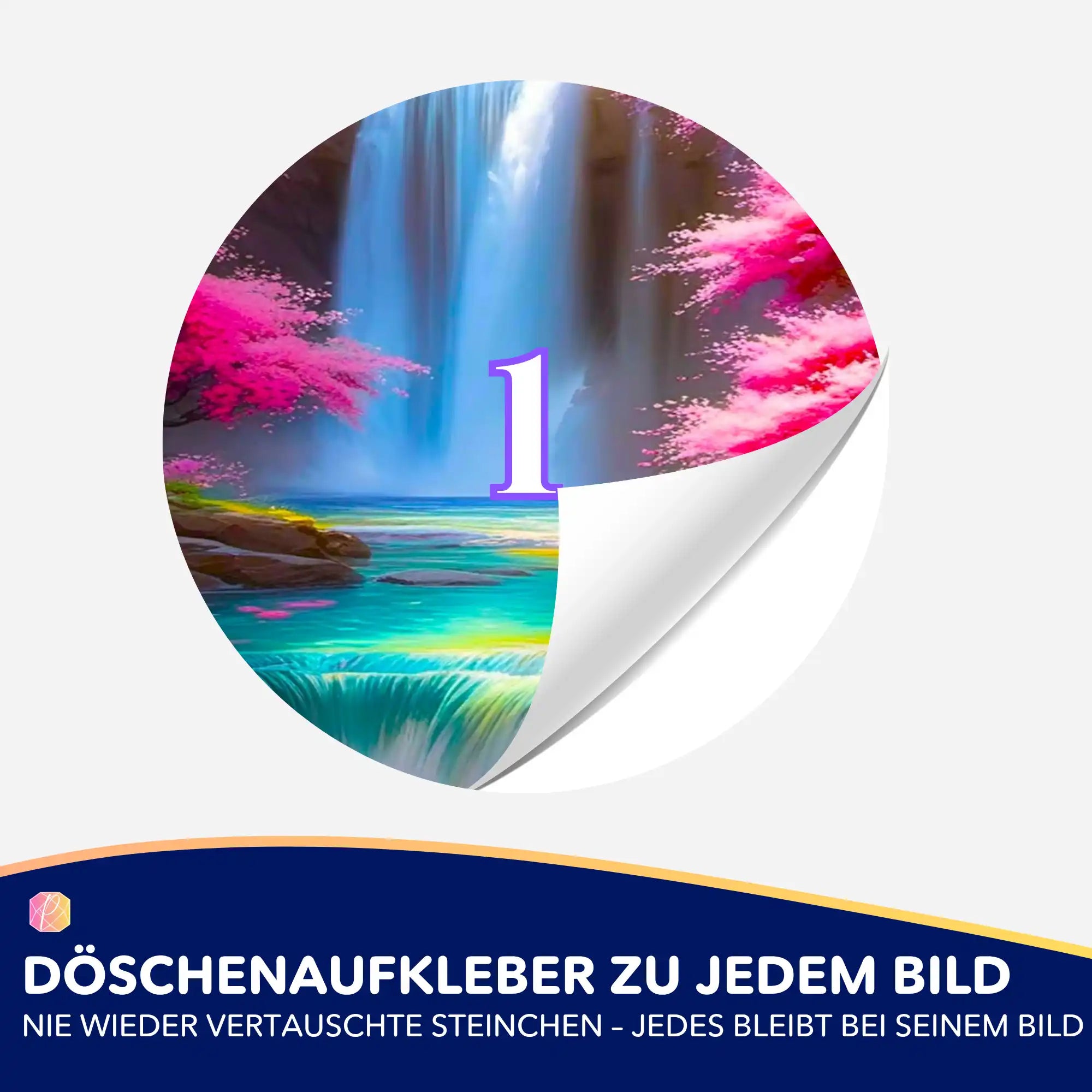 Döschenaufkleber - Kirschblüten am Wasserfall