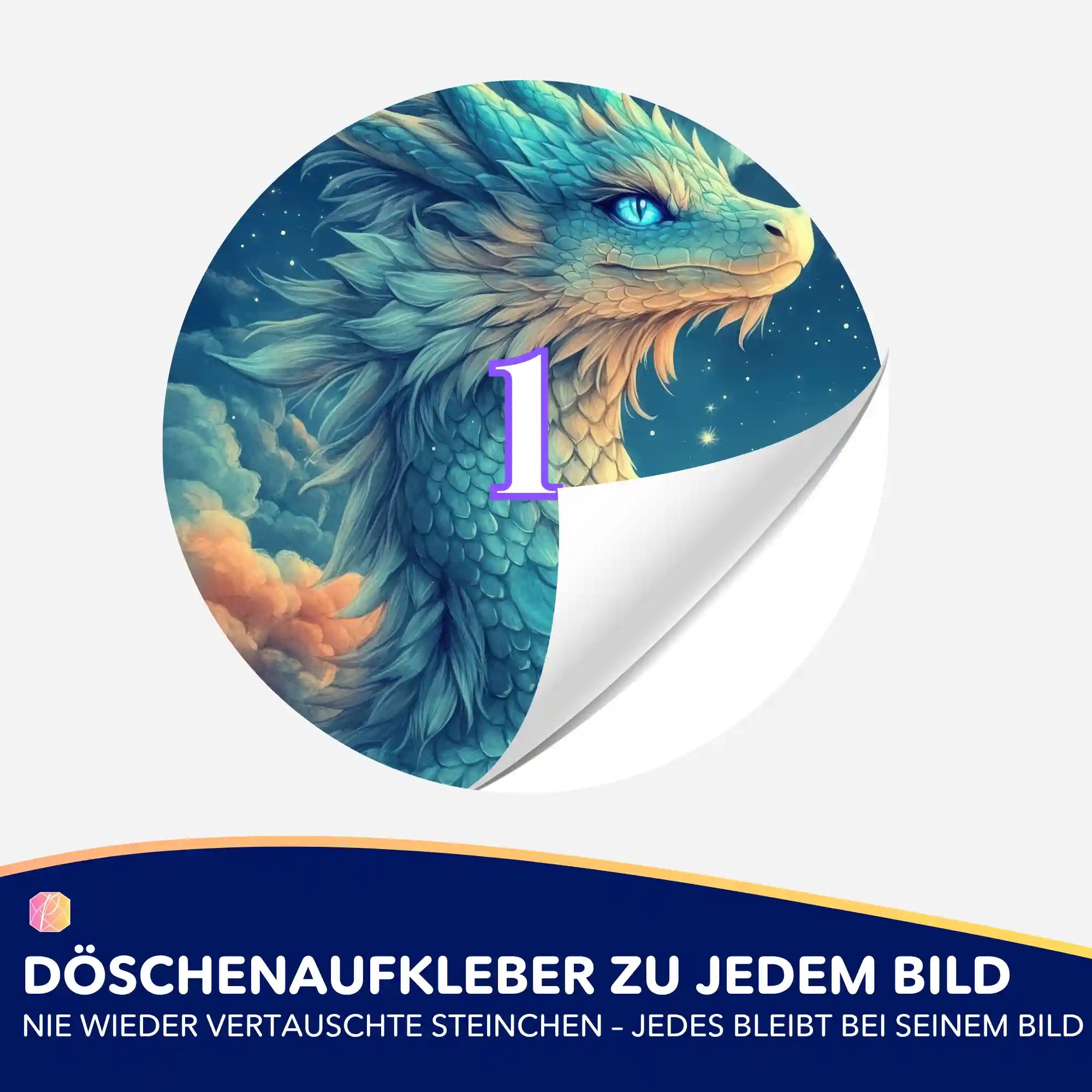Döschenaufkleber - Susen Pfifferling - Himmelsdrache Saphira