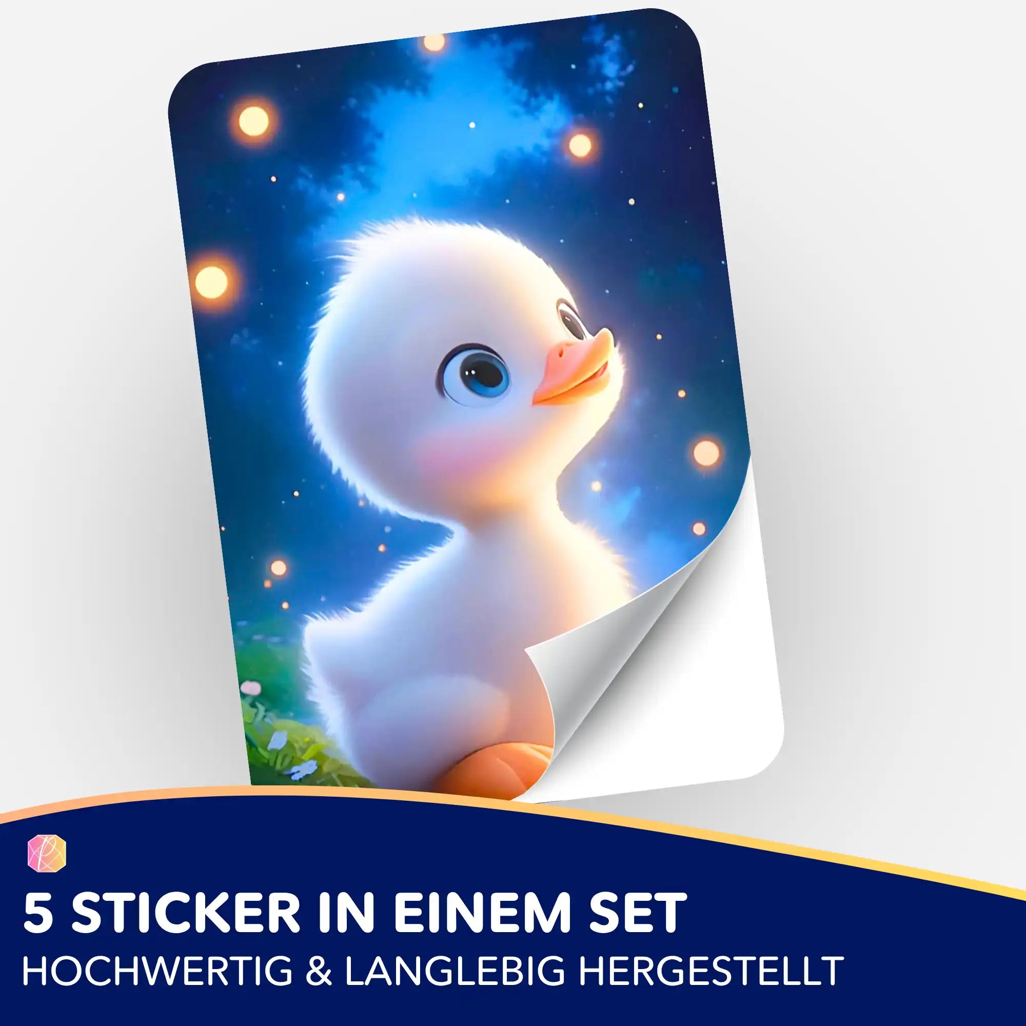 Aufkleber 5er-Set - Glitzer Entlein
