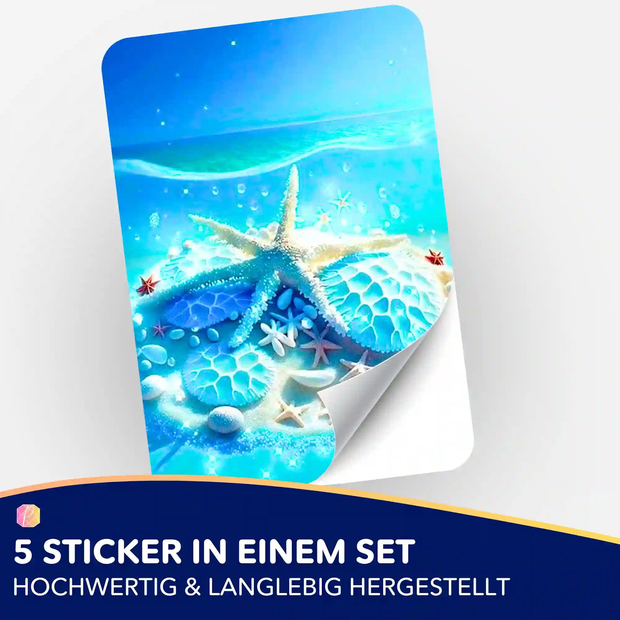 Aufkleber 5er-Set - Blaue Meeressymphonie
