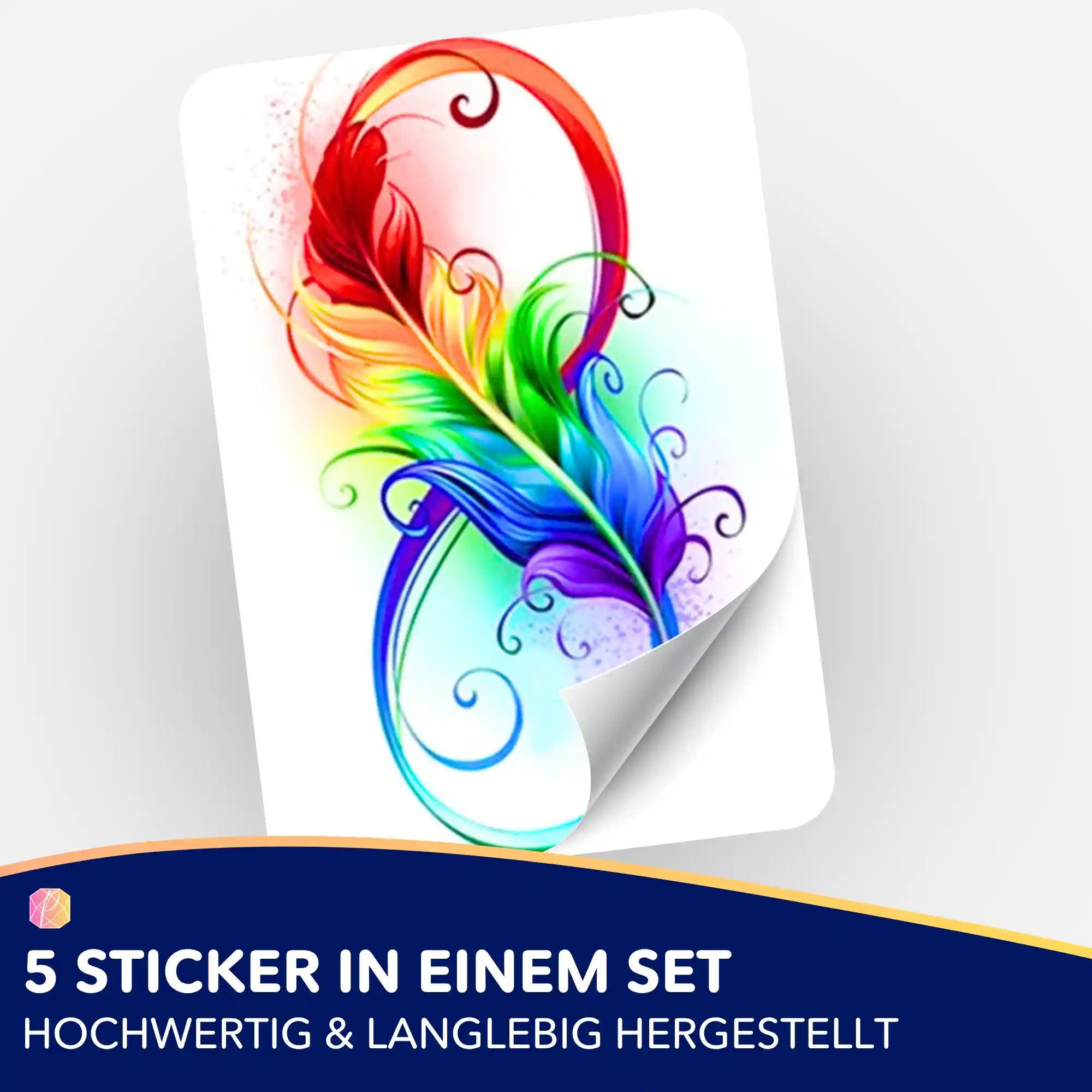 Aufkleber 5er-Set - Infinity feather