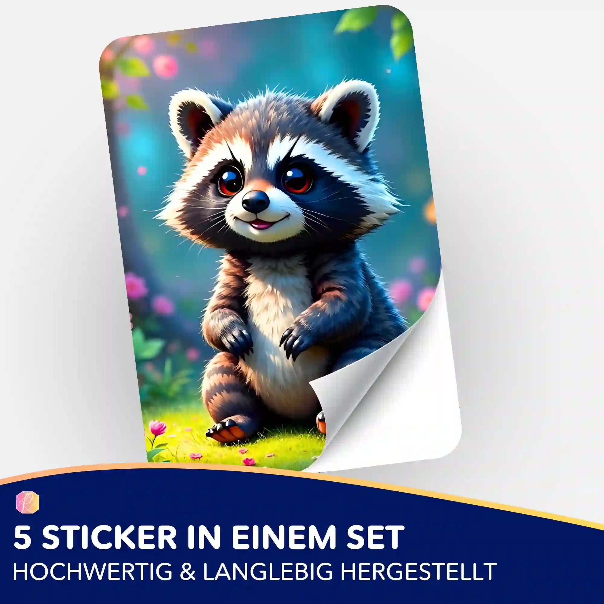 Aufkleber 5er-Set - Waschbär Brownie