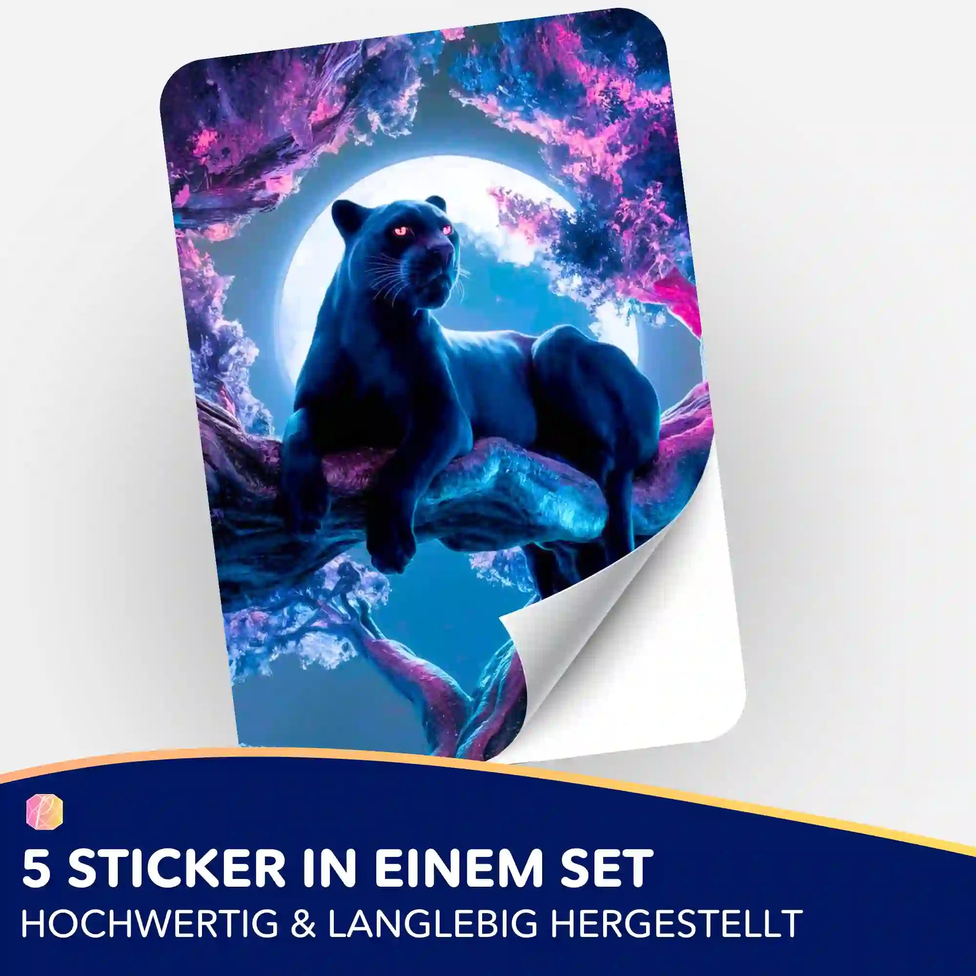 Aufkleber 5er-Set - Black Panther Kirschblütentraum