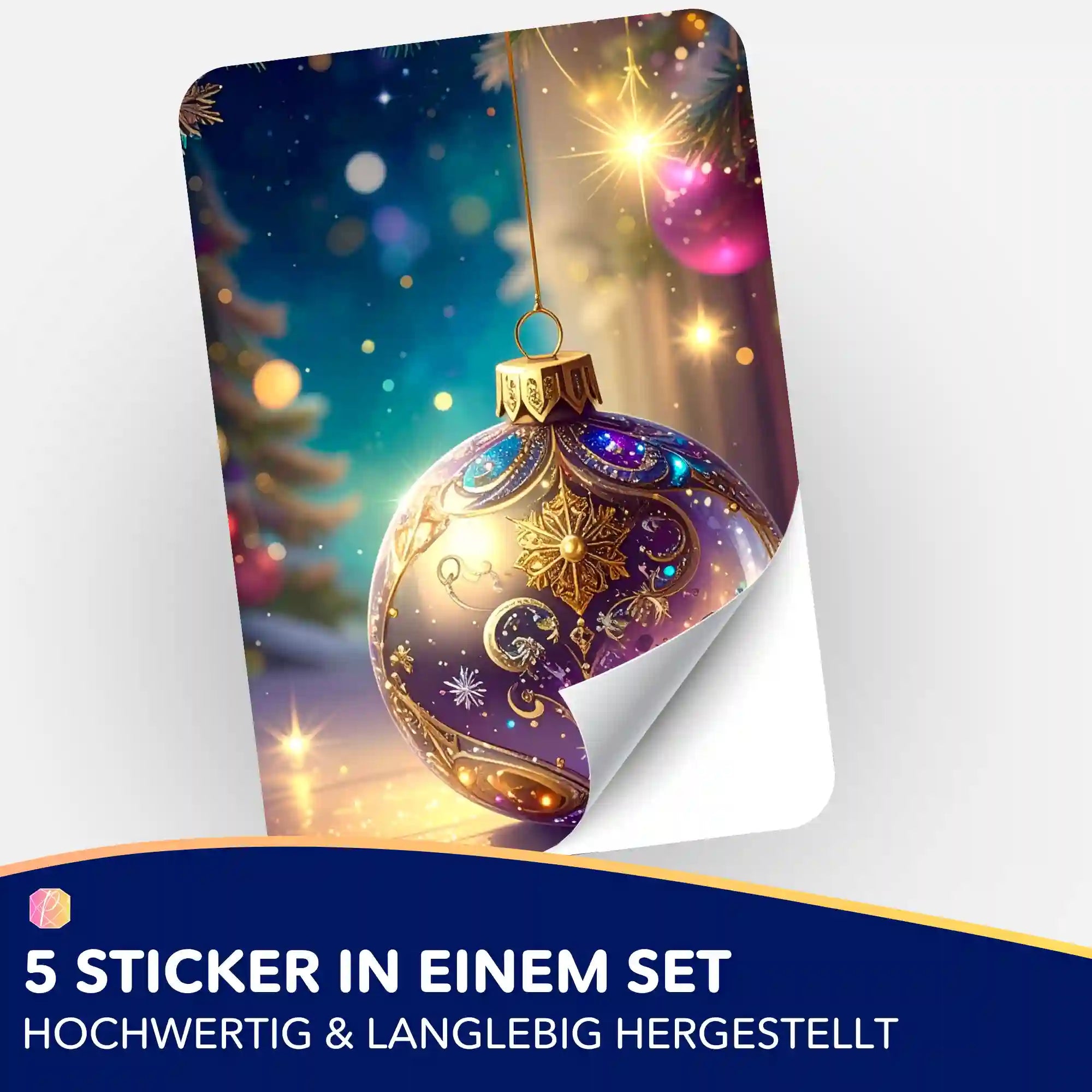 Aufkleber 5er-Set - Zauberhafte Weihnachtskugel