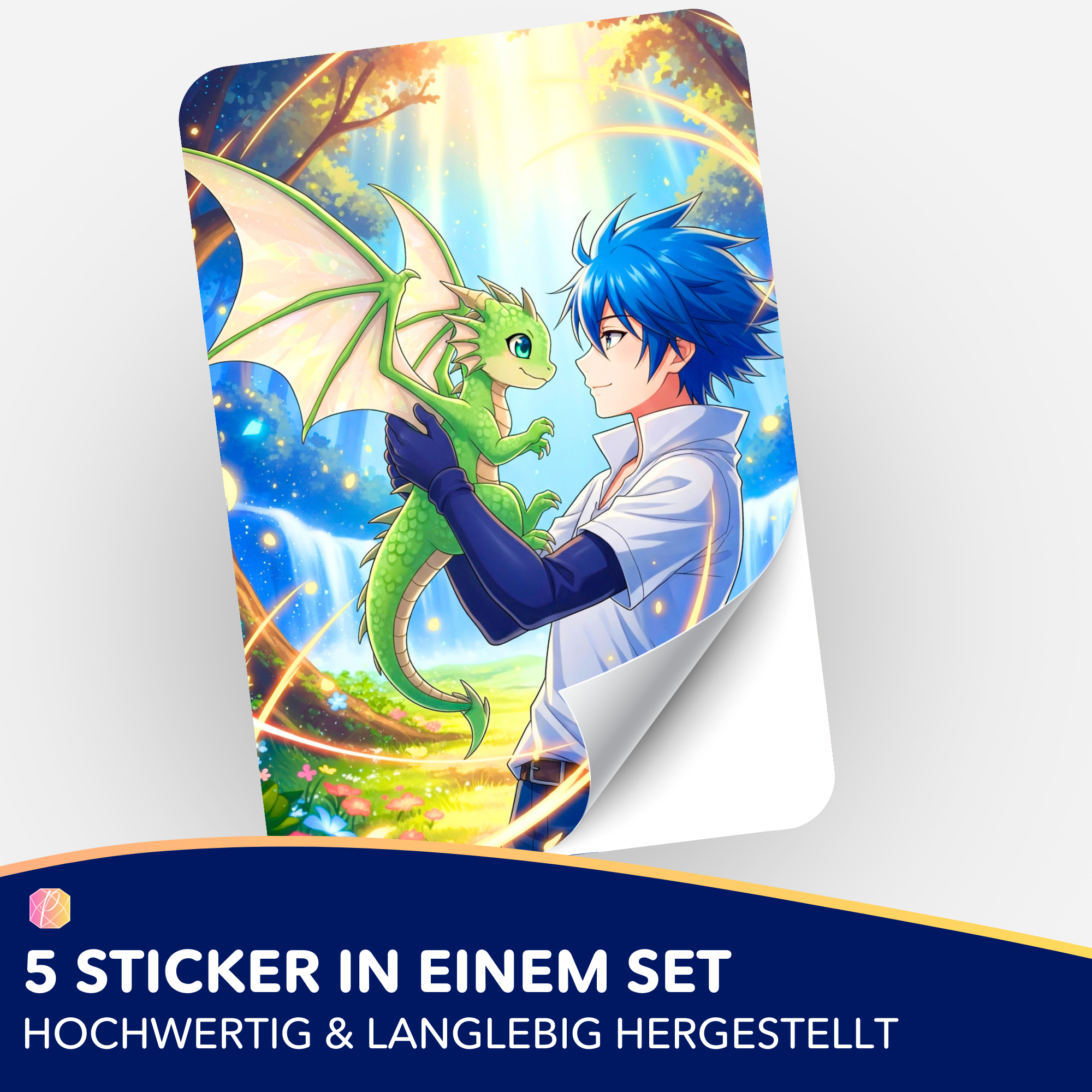 Aufkleber 5er-Set - Diamond Painting 7-Tage Special - Dreamteam am Wasserfall