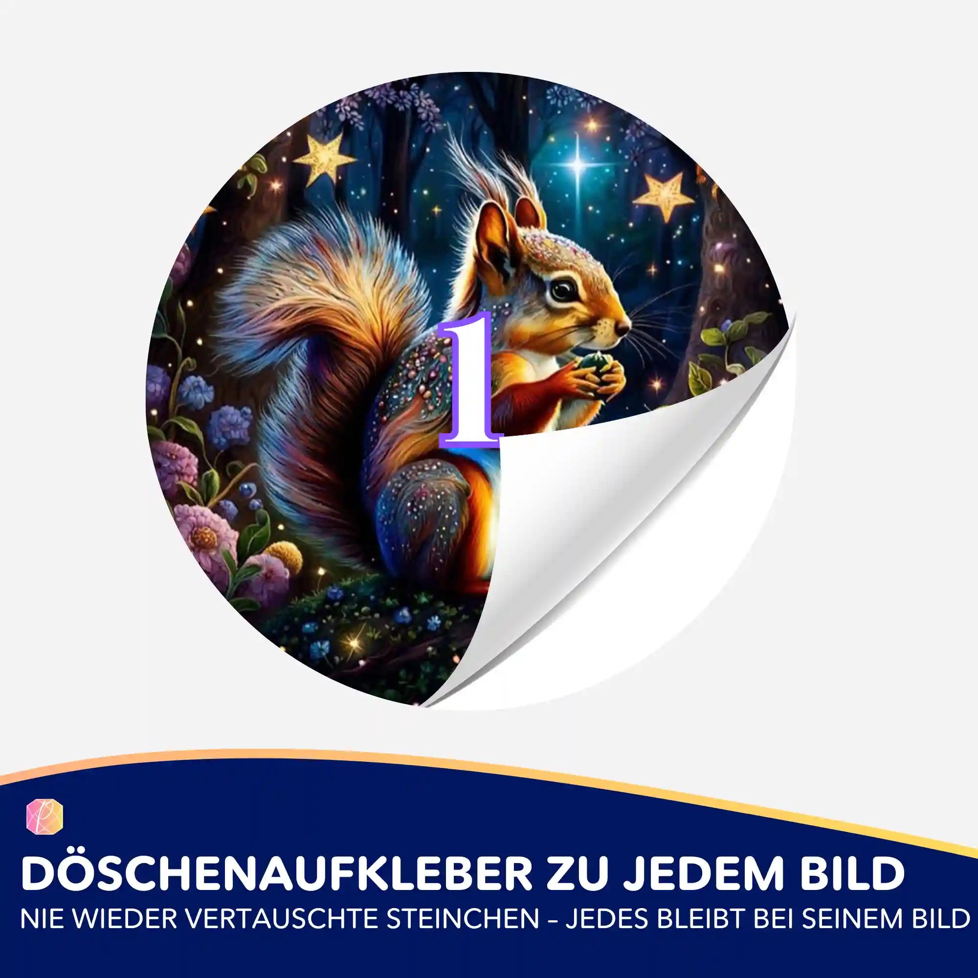 Döschenaufkleber - Eichhörnchen im Zauberwald