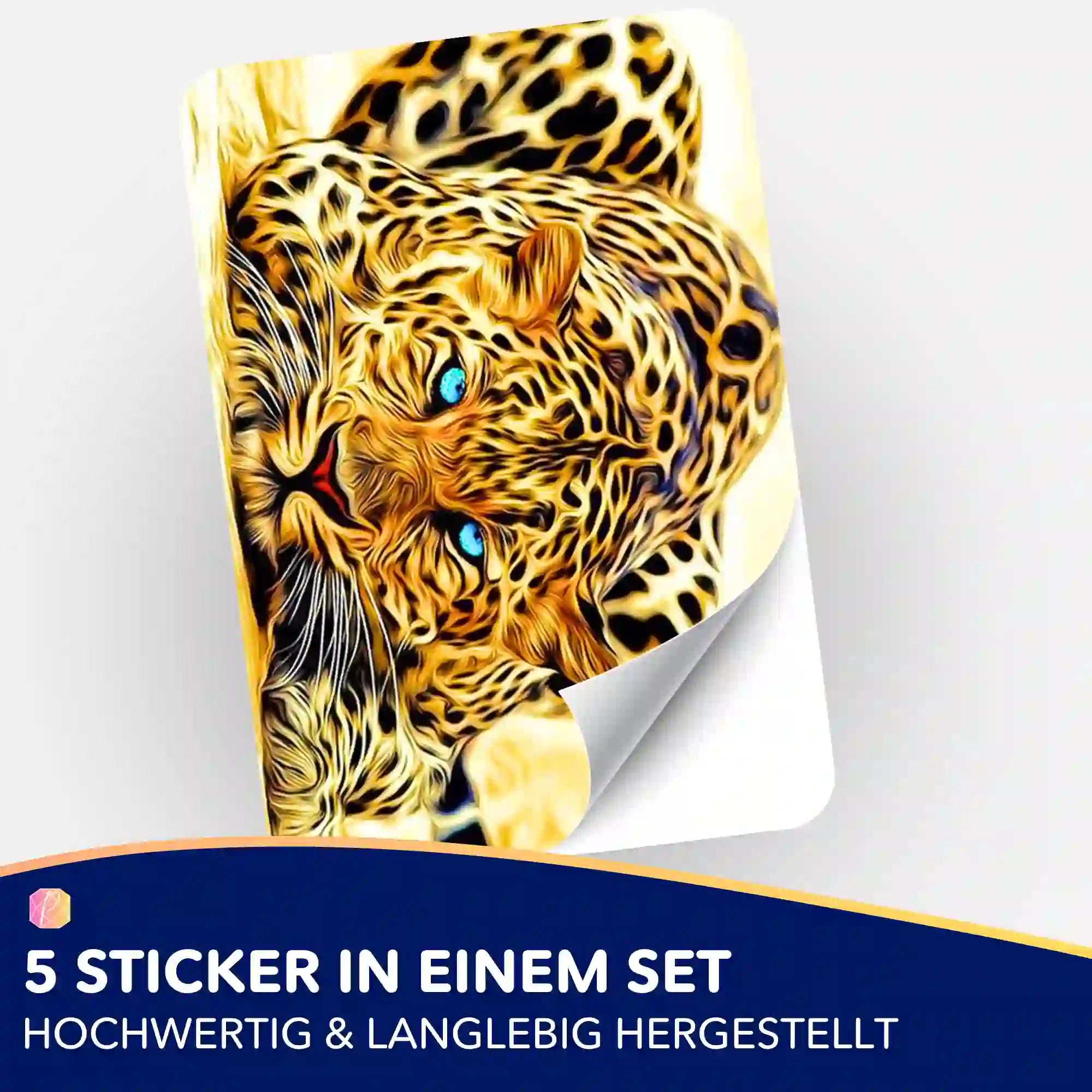 Aufkleber 5er-Set - Leopard Blue Eyes MINI