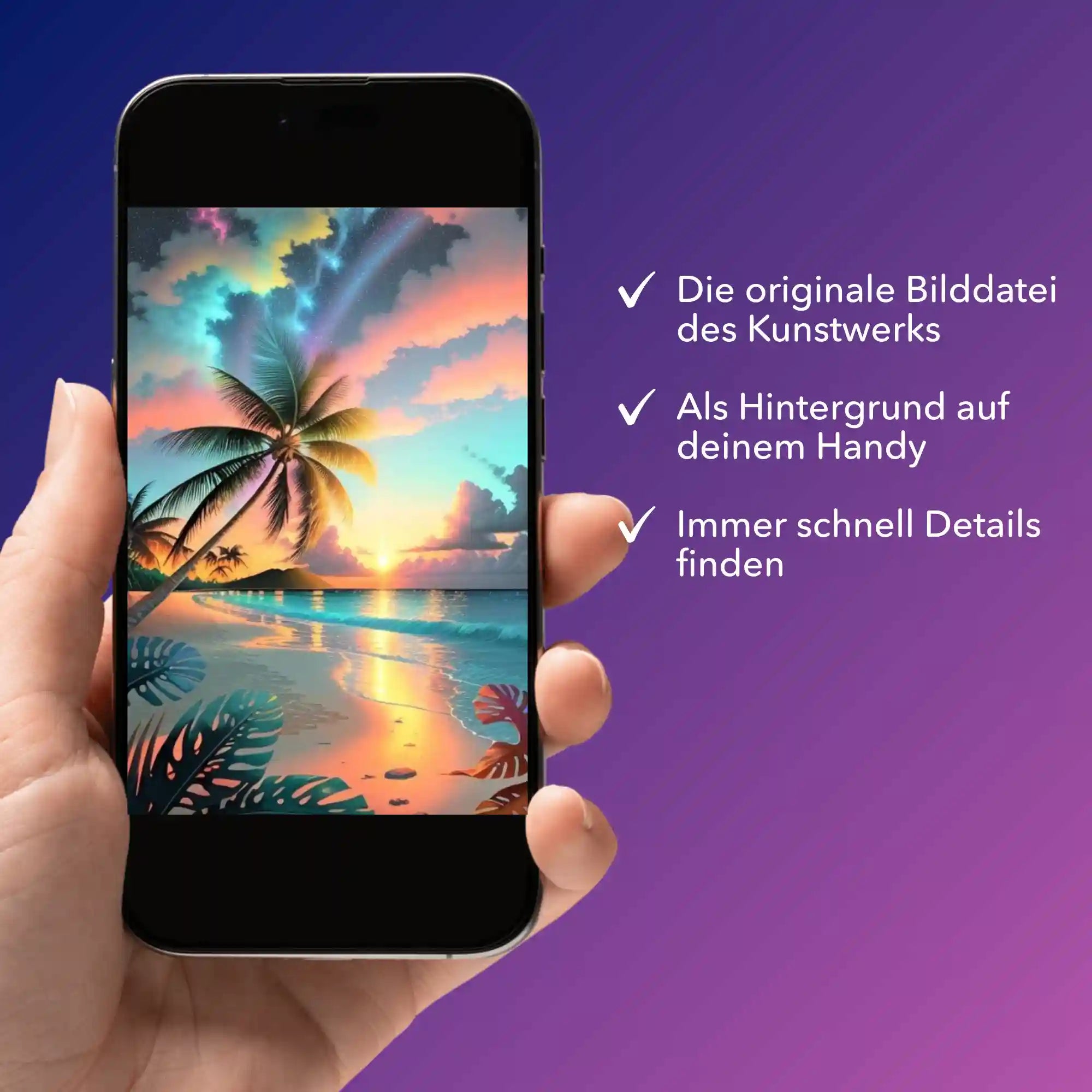 Digitale Bildmappe - Palme im bunten Abendhimmel