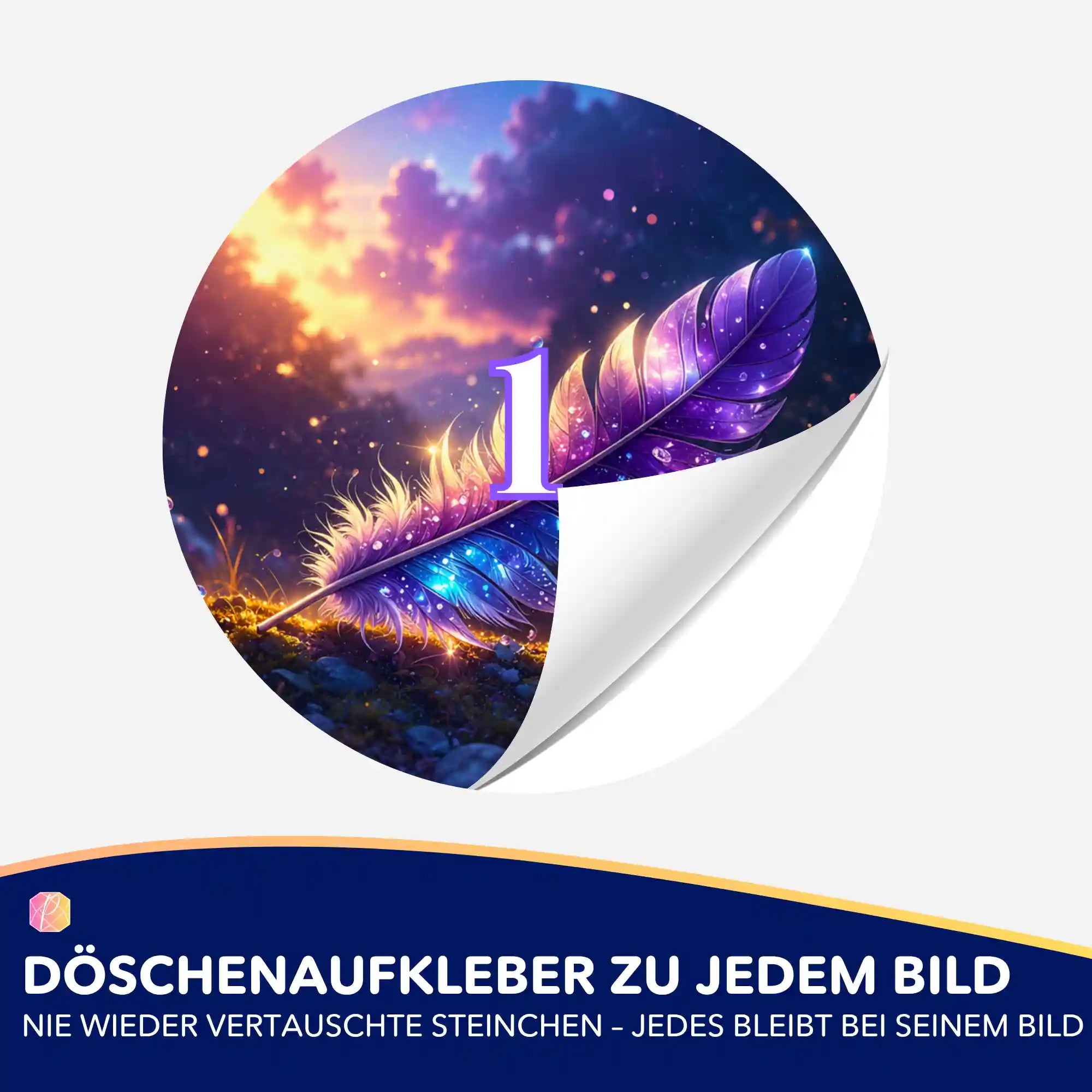 Döschenaufkleber - Feder im Sternenlicht
