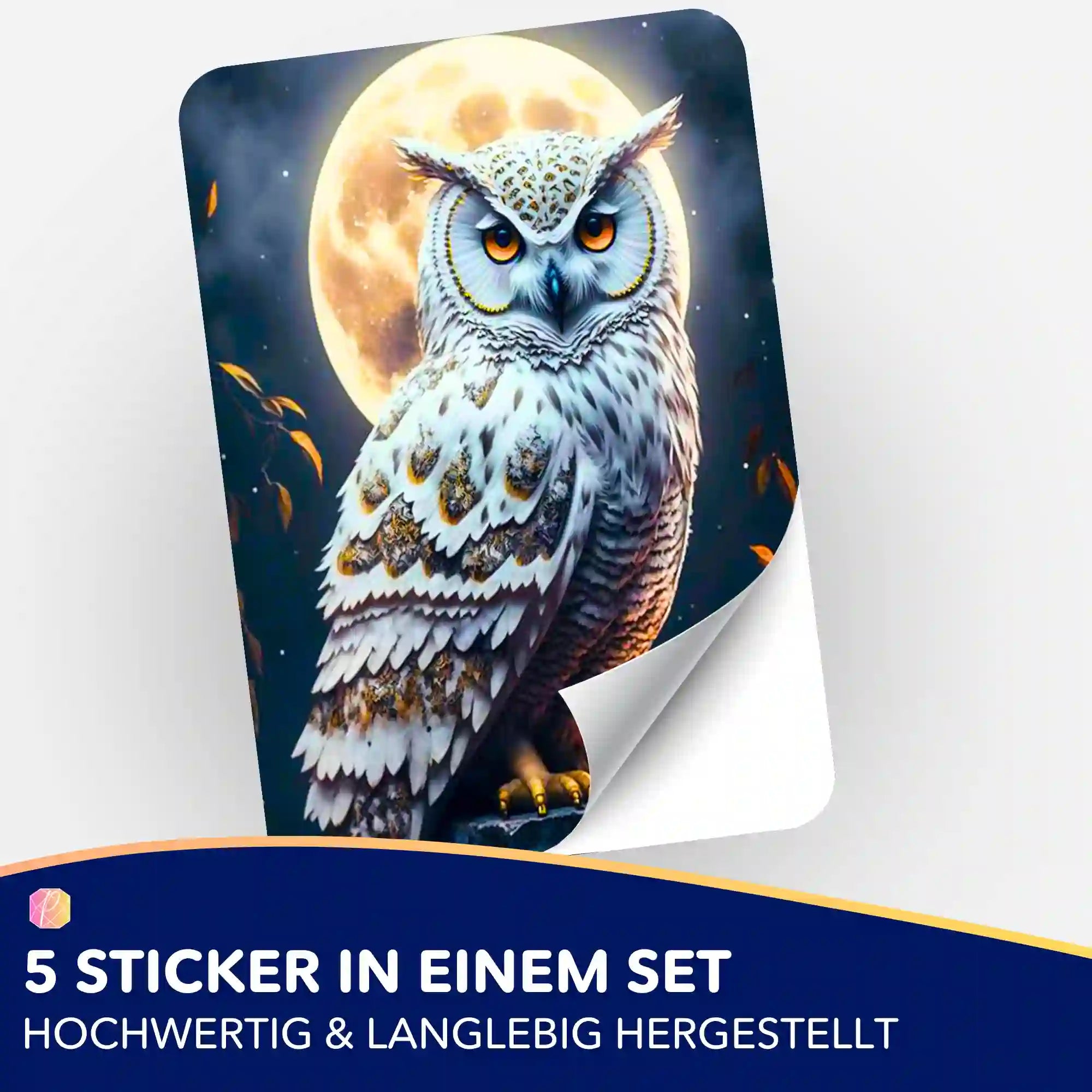 Aufkleber 5er-Set - Eule im Mondschein
