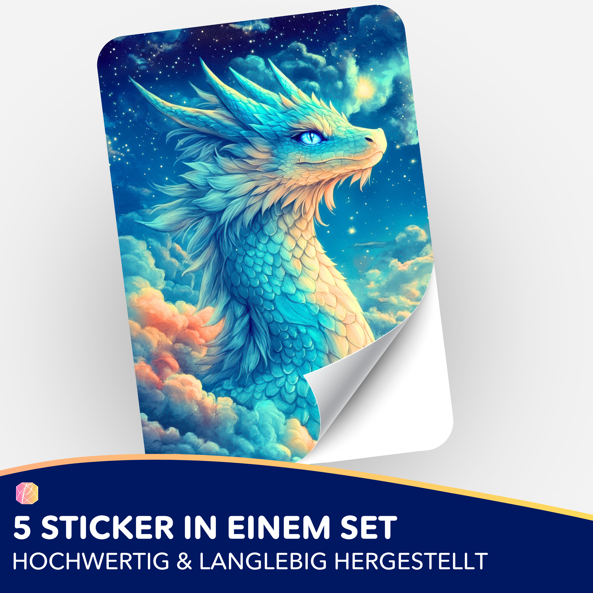 Aufkleber 5er-Set - Susen Pfifferling - Himmelsdrache Saphira