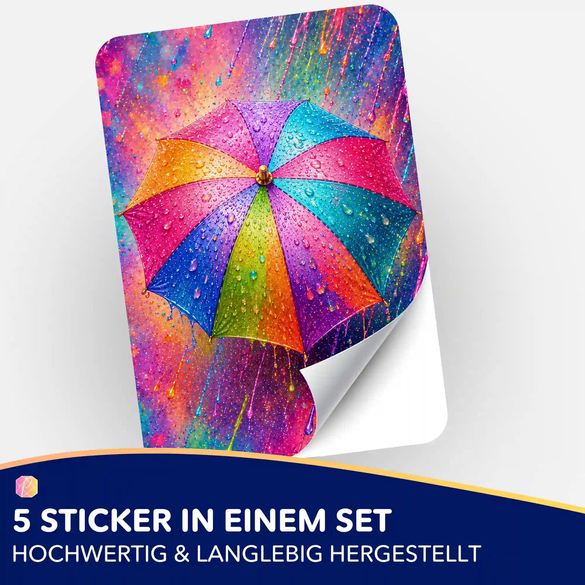 Buntes Regenschirm-Motiv als Aufkleber für Diamond Painting und Malen nach Zahlen Zubehör von Picmondoo
