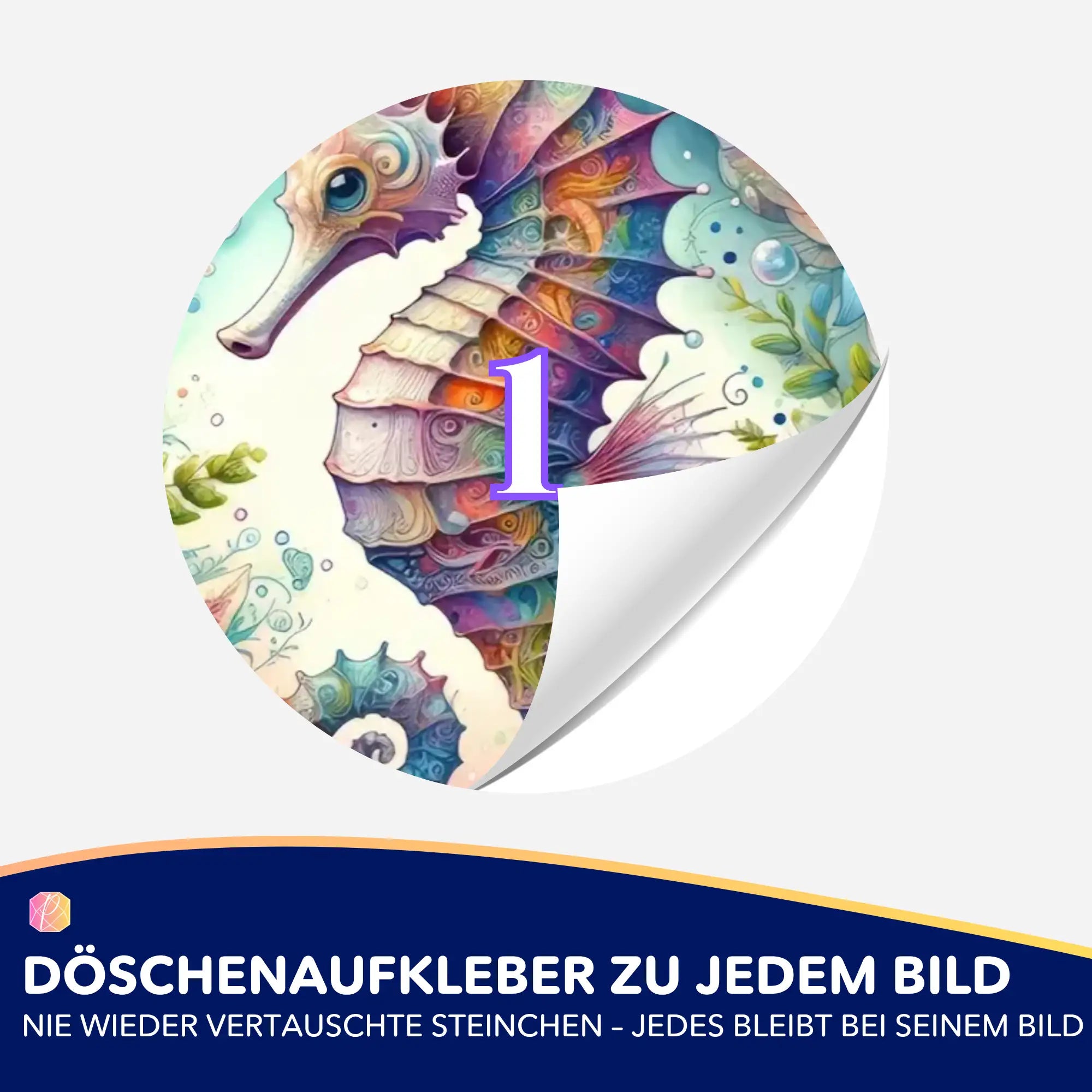 Döschenaufkleber - Seepferdchen Blütentraum