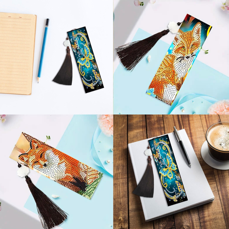 Diamond Painting Lesezeichen "Fox & Butterfly" 2er Set