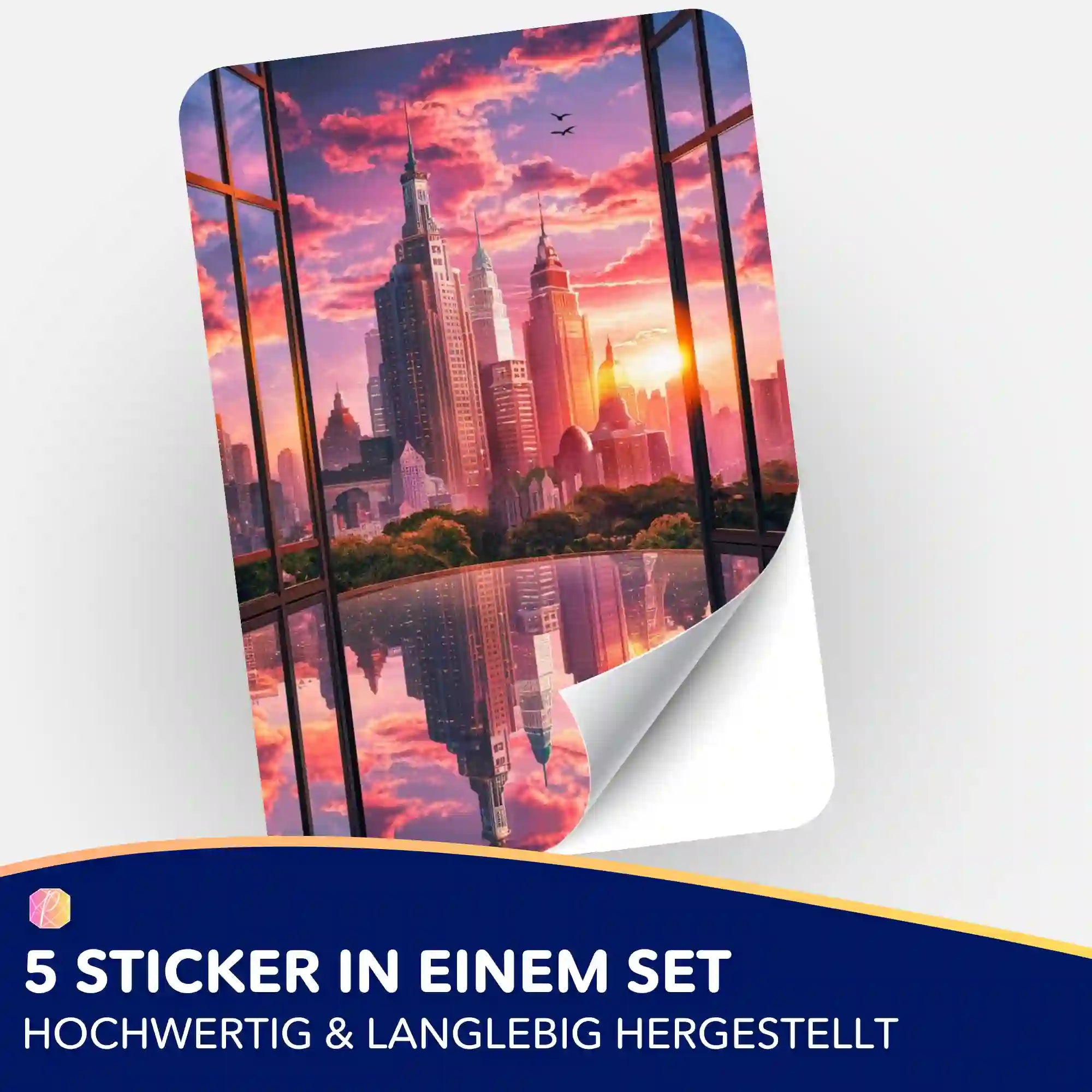 Aufkleber 5er-Set - Skyline Abendglühen "Limited Edition"