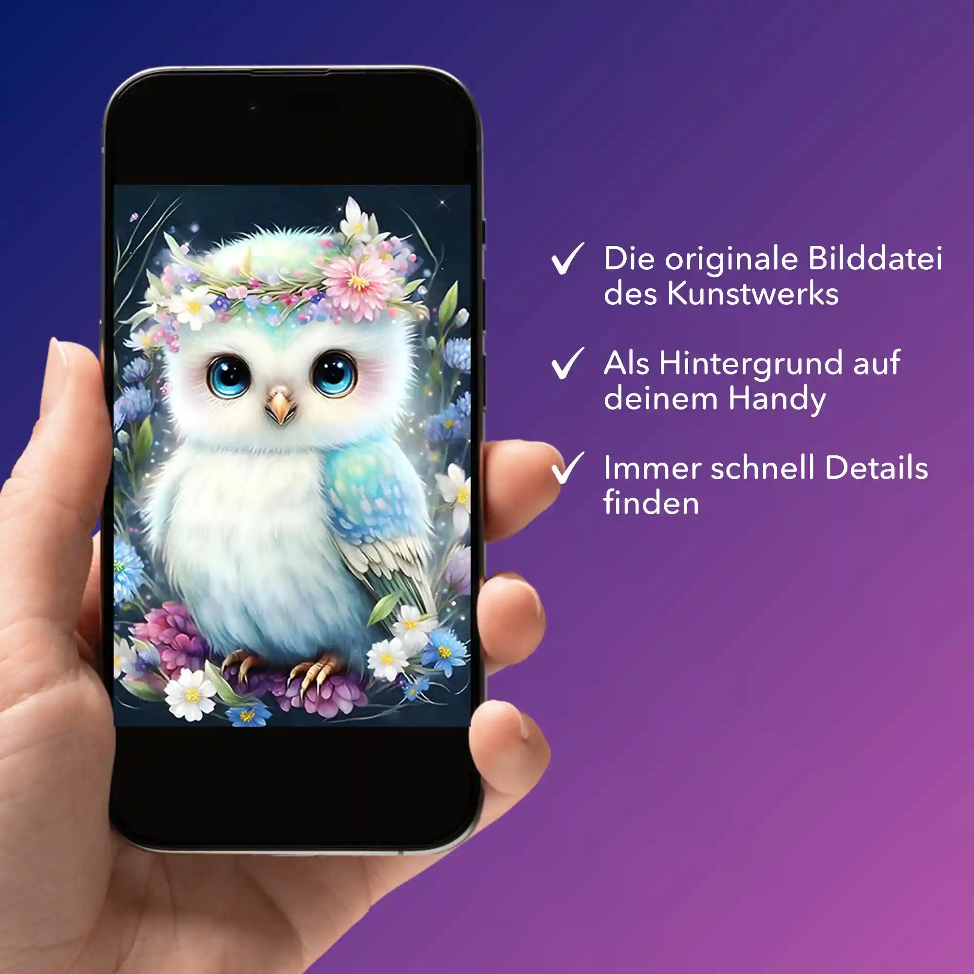 Digitale Bildmappe - Eule im Blumenmeer