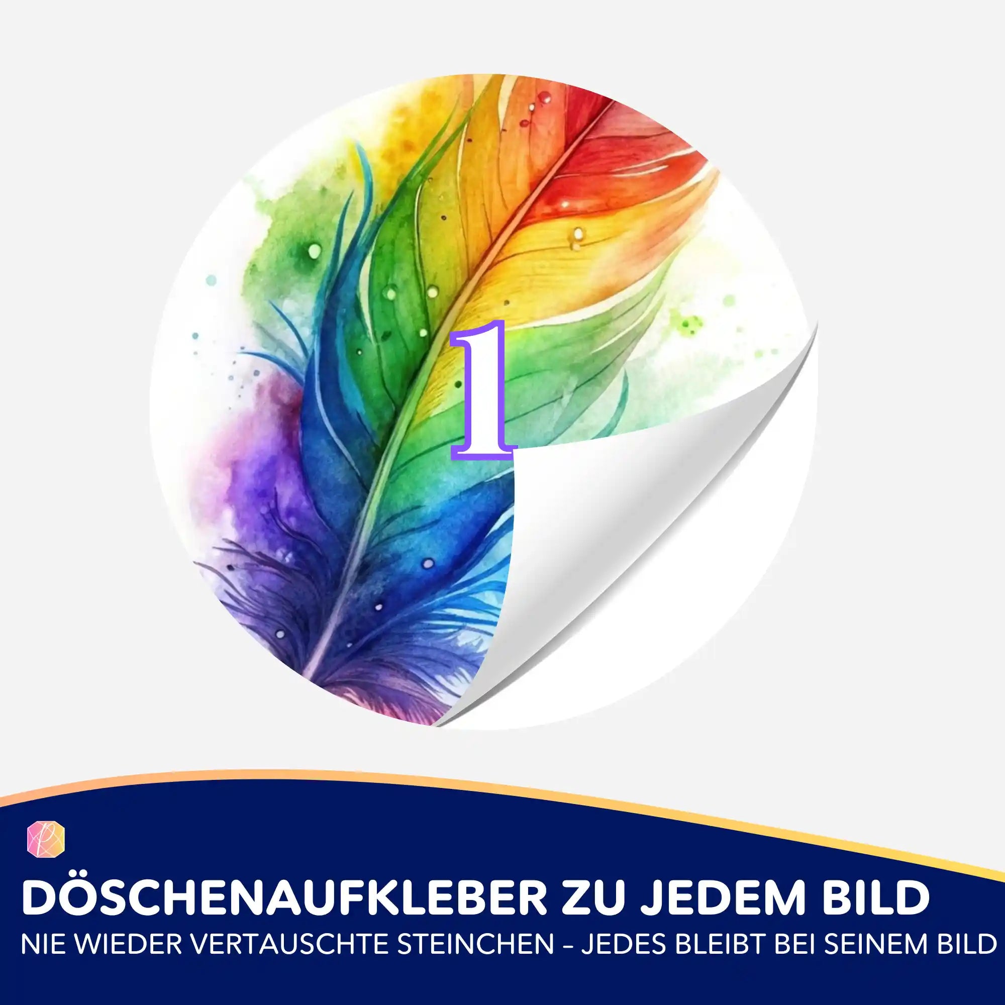 Döschenaufkleber - Rainbow Feather