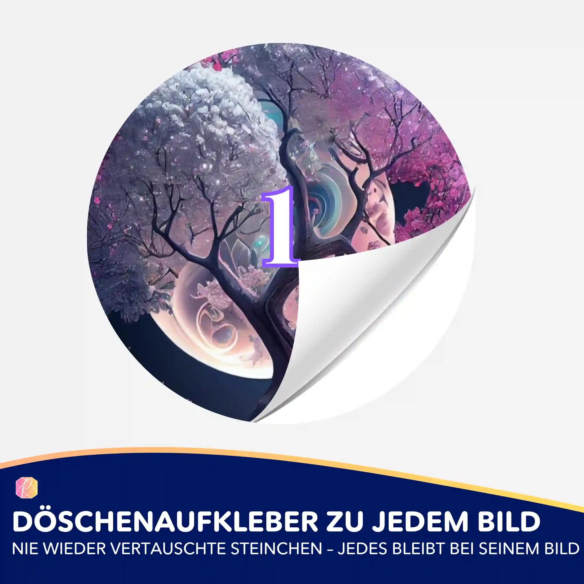 Döschenaufkleber - Pink Tree at Night