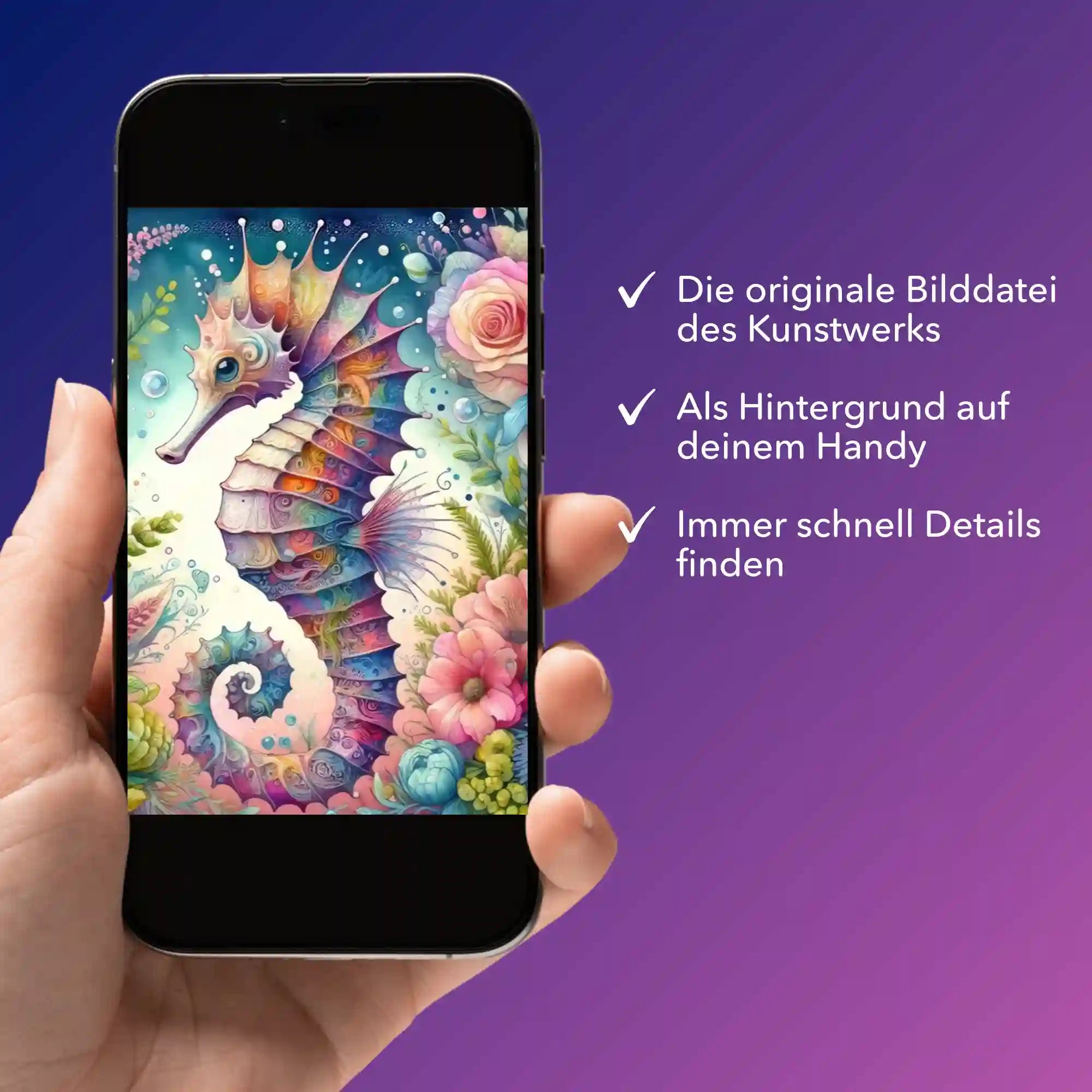 Digitale Bildmappe - Seepferdchen Blütentraum