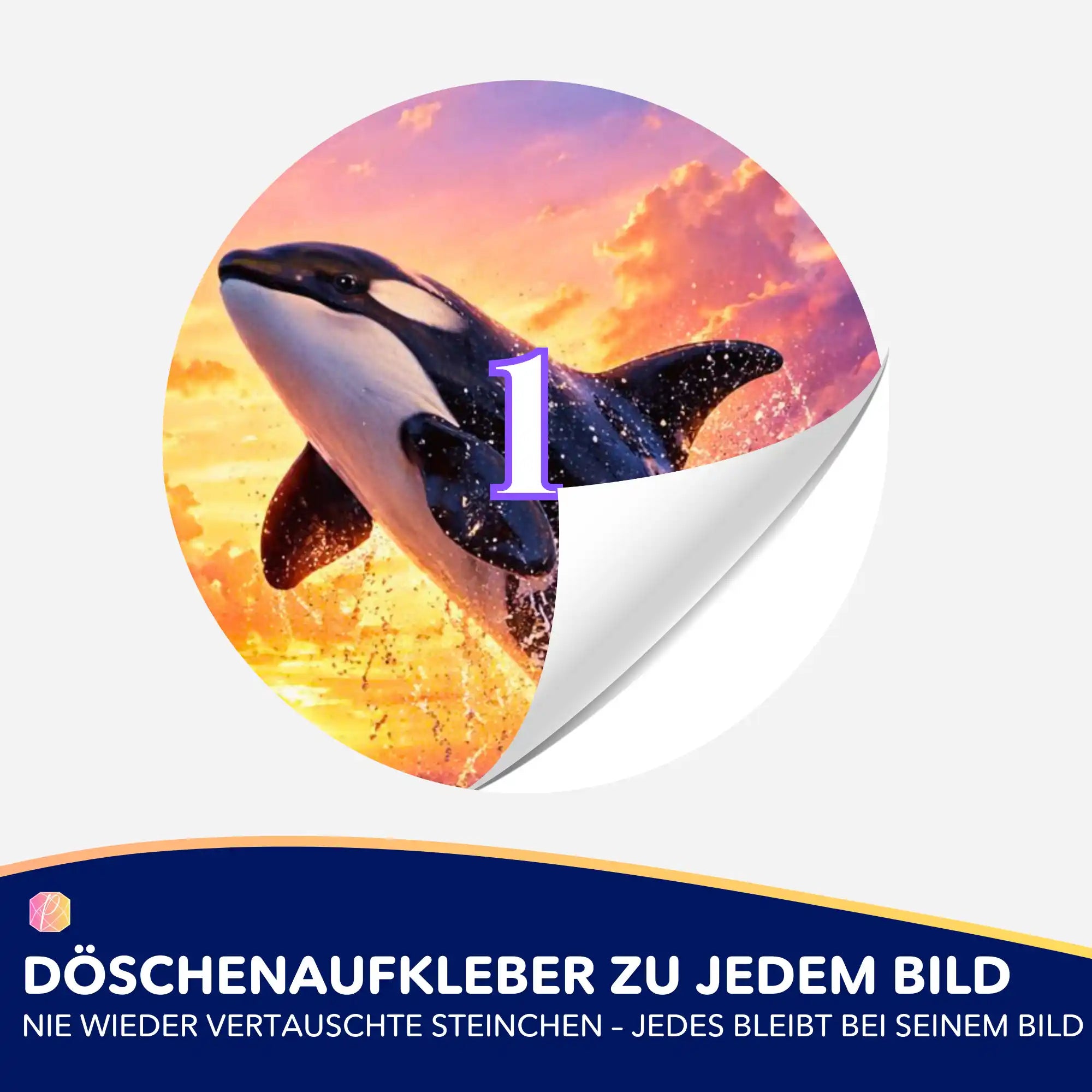 Bunter Orca Döschenaufkleber für Diamond Painting zur organisierten Aufbewahrung der Diamanten Steinchen