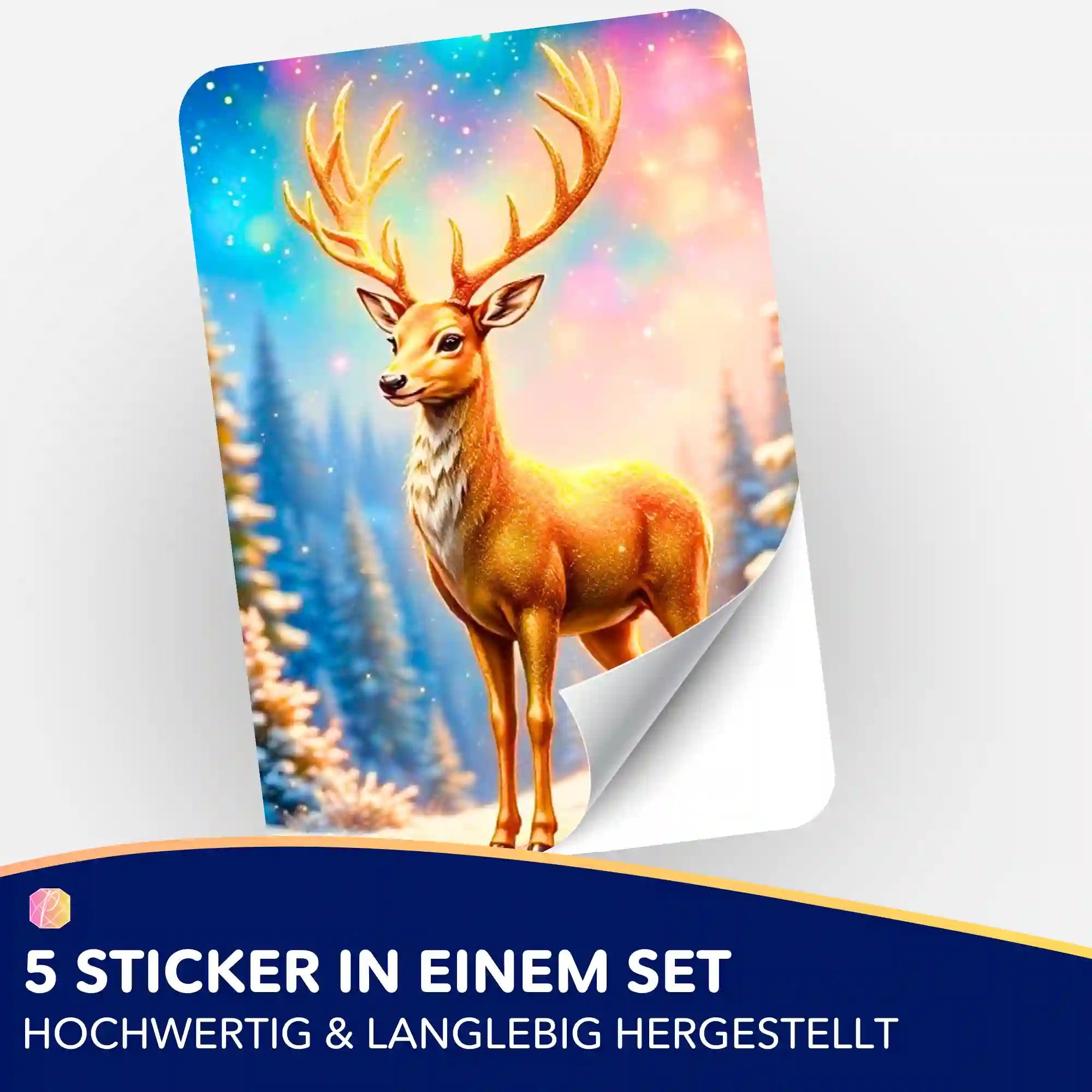 Aufkleber 5er-Set - Golden Hirsch