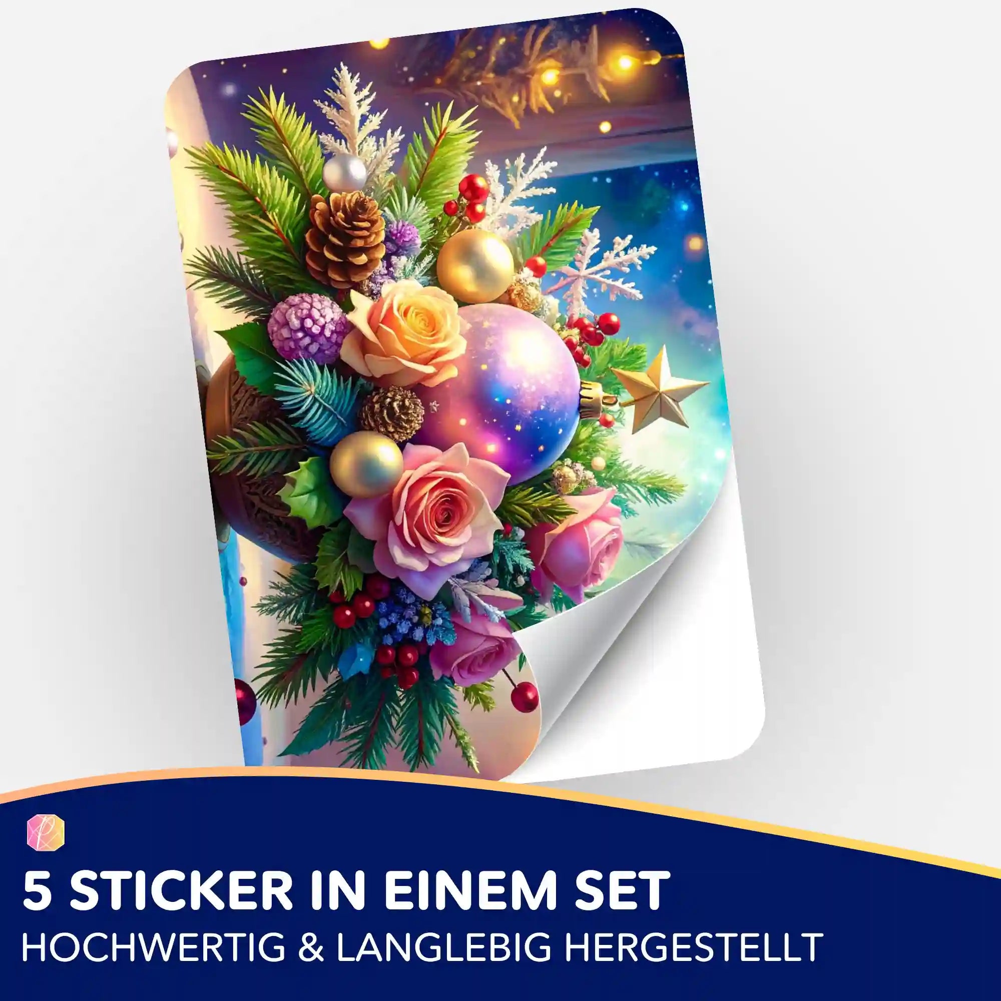Aufkleber 5er-Set - Weihnachtsgesteck
