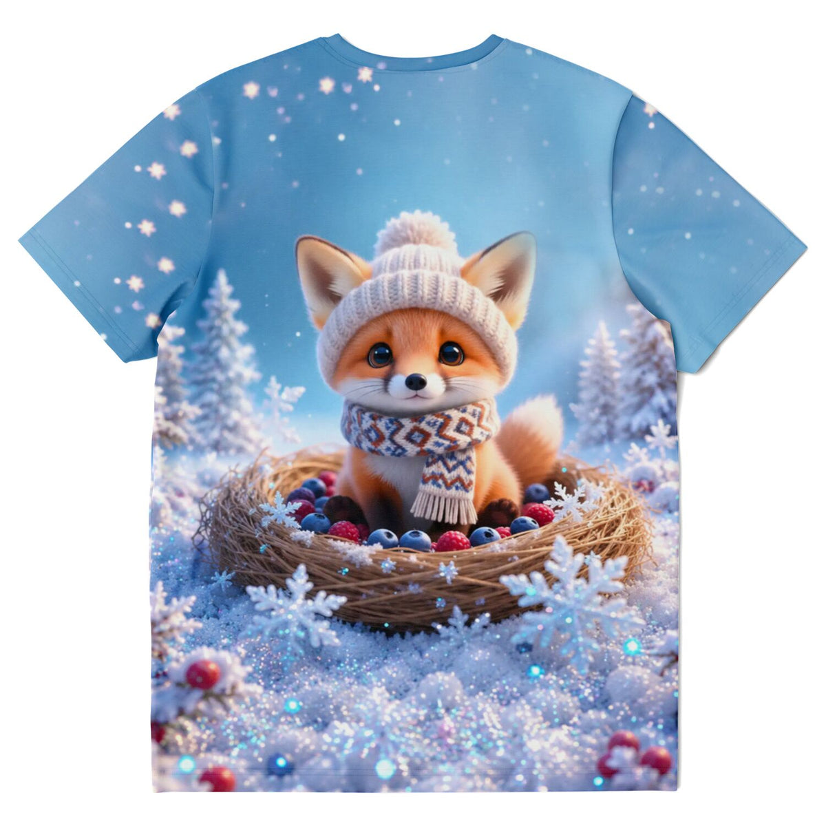 T-Shirt mit süßem Fuchs im Nest im Winter-Design, passend zum Stil von unseren Diamond Painting und Malen nach Zahlen Sets