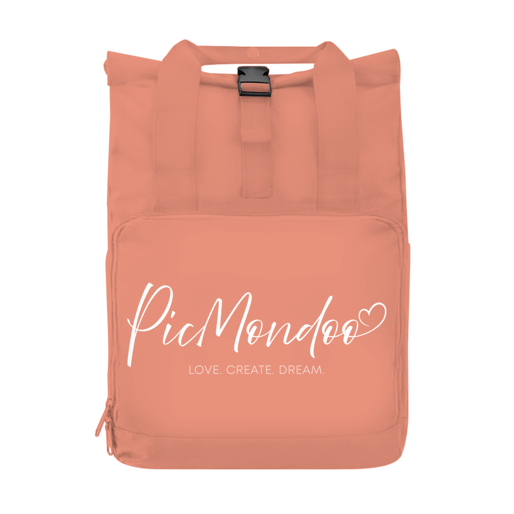 Rucksack mit Seitentasche picmondoo logo