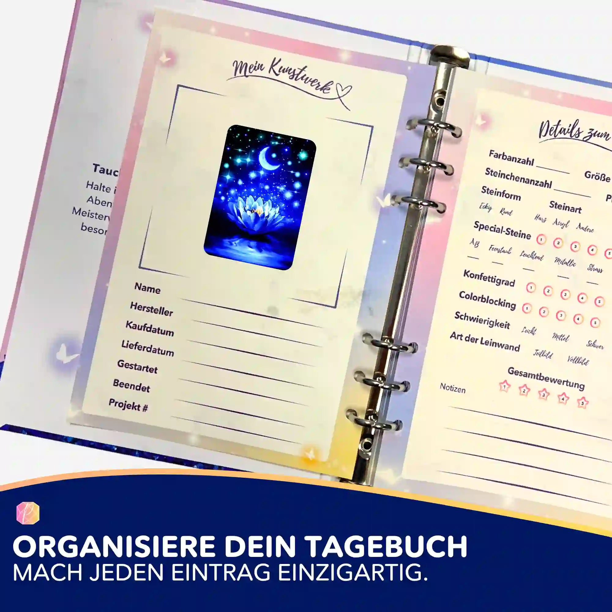 Aufkleber 5er-Set - Blaue Seerose MINI