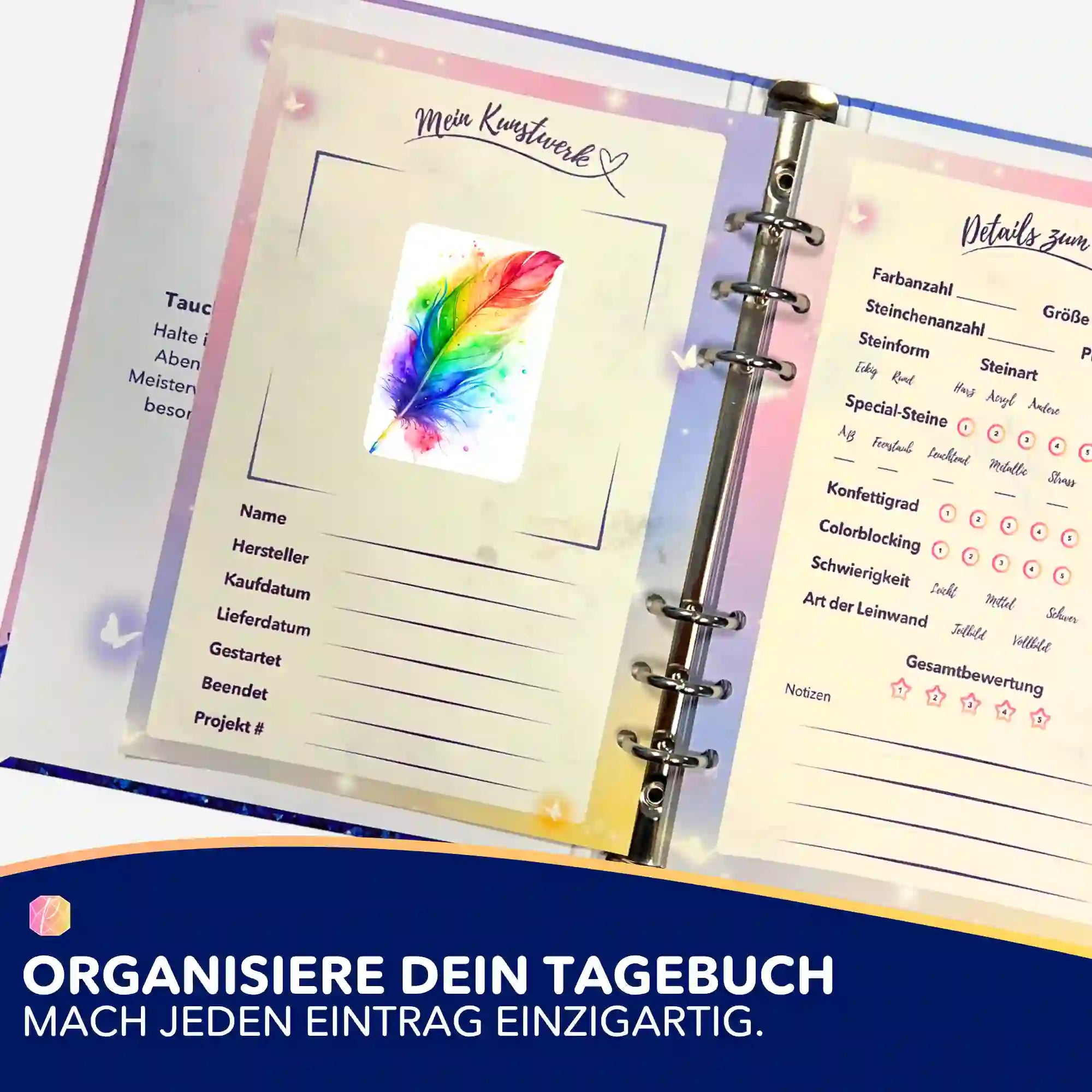 Aufkleber 5er-Set - Rainbow Feather