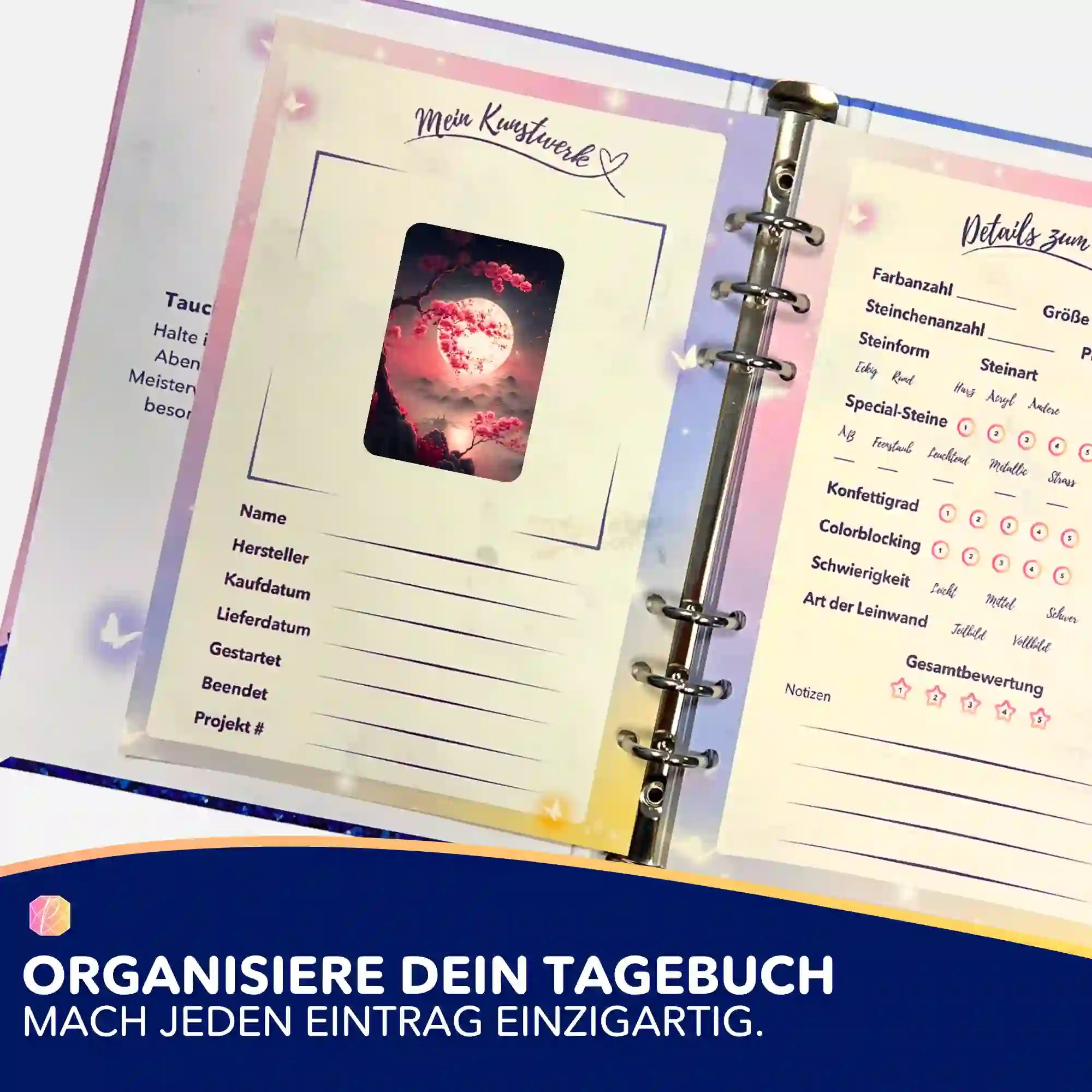 Aufkleber 5er-Set - Kirschblüten im Mondschein