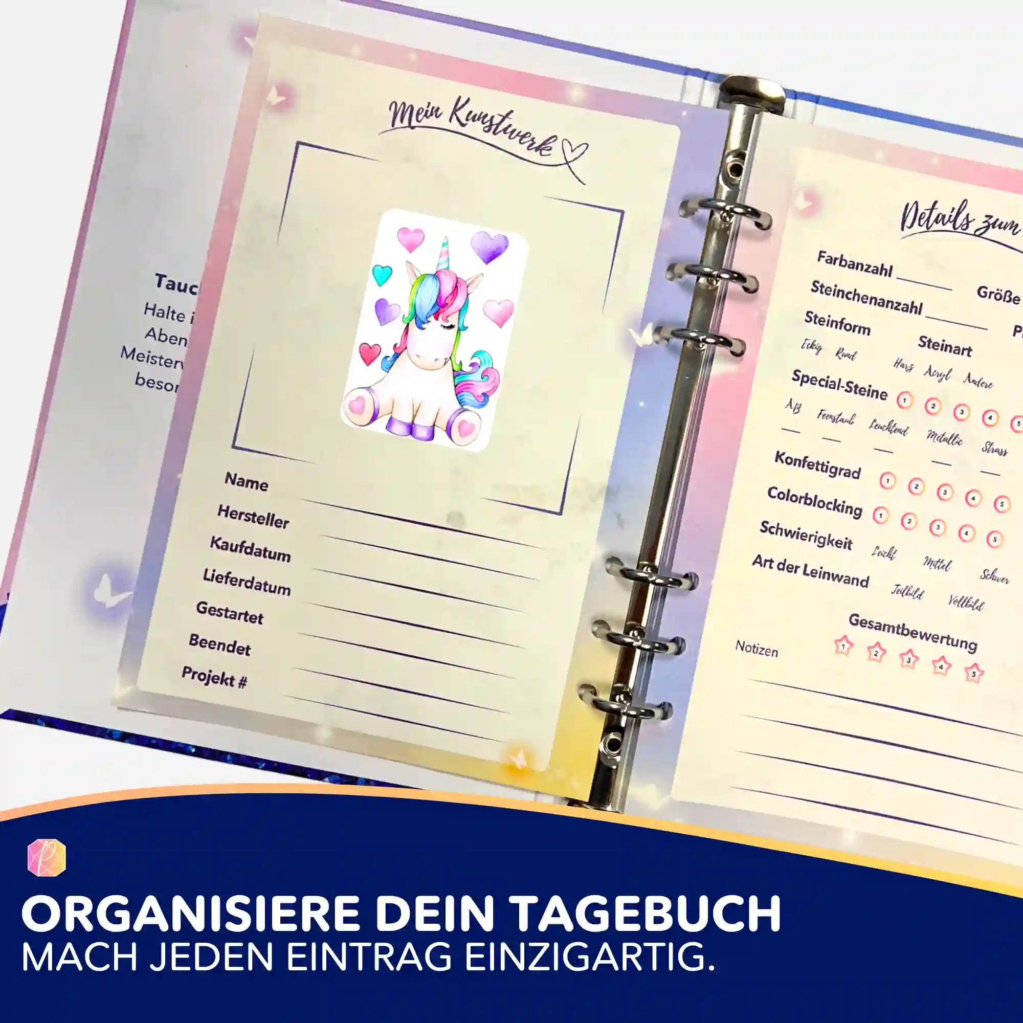 Aufkleber 5er-Set - Buntes Einhorn