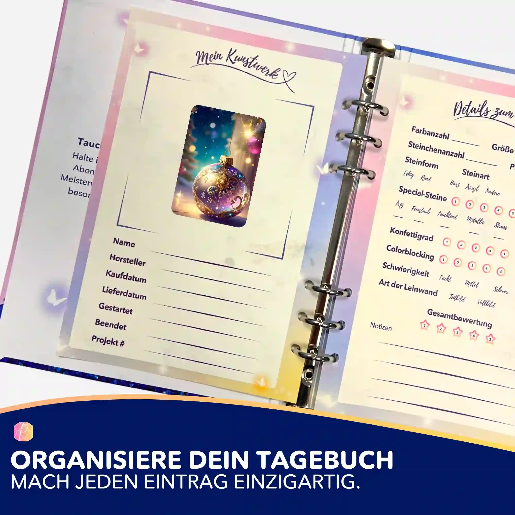 Aufkleber 5er-Set - Zauberhafte Weihnachtskugel
