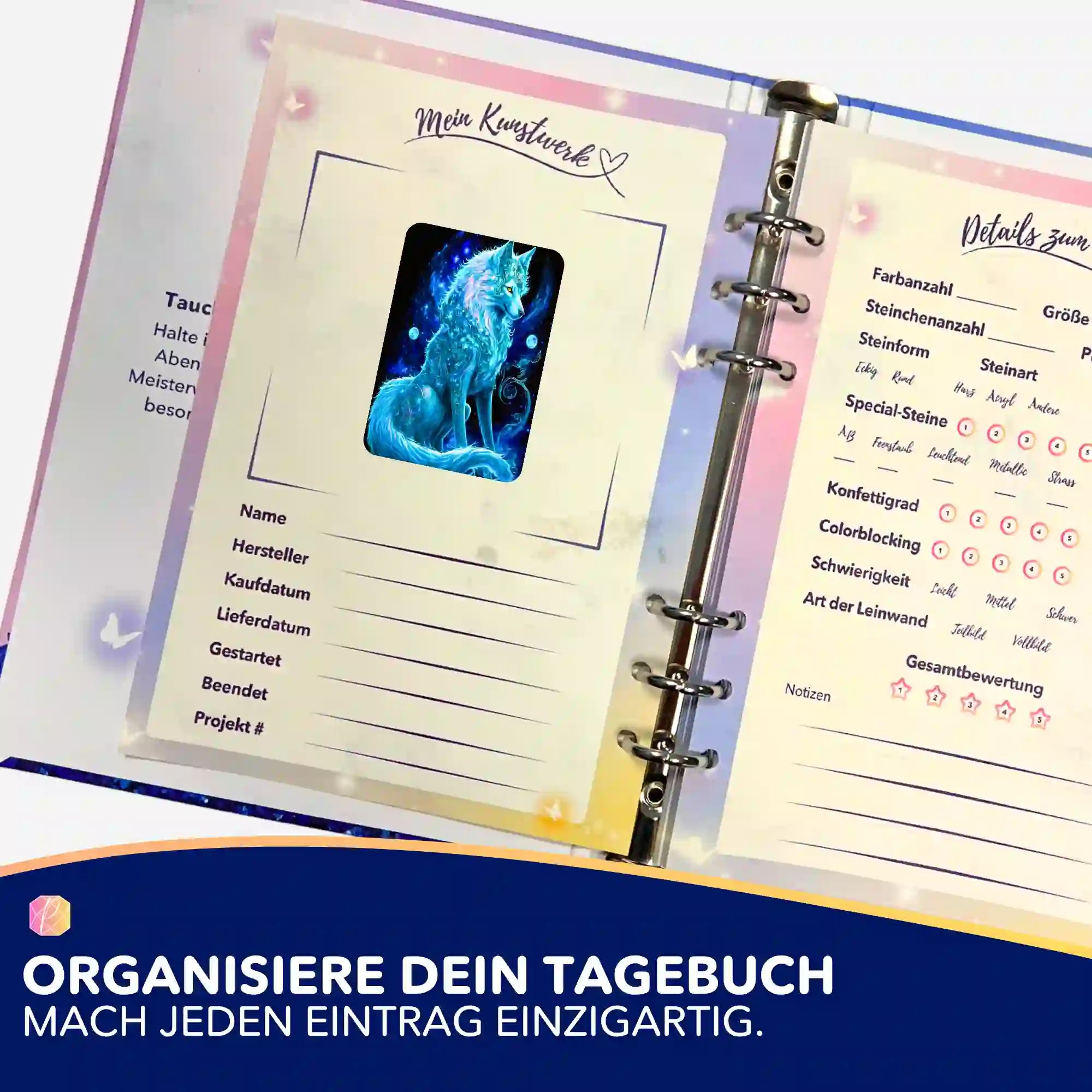 Aufkleber 5er-Set - Verzauberter Wolf