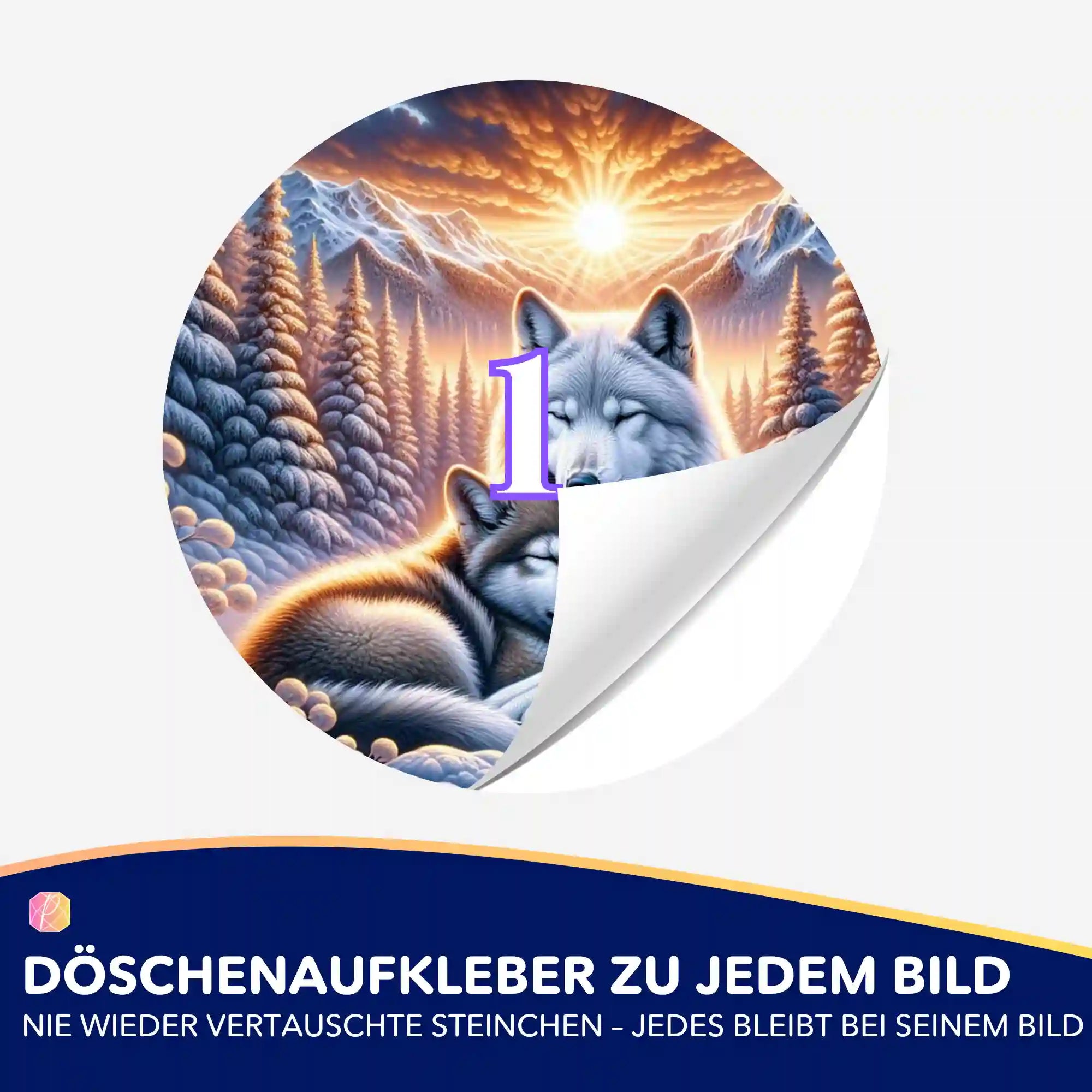 Döschenaufkleber - Wolfliebe im Sonnenaufgang