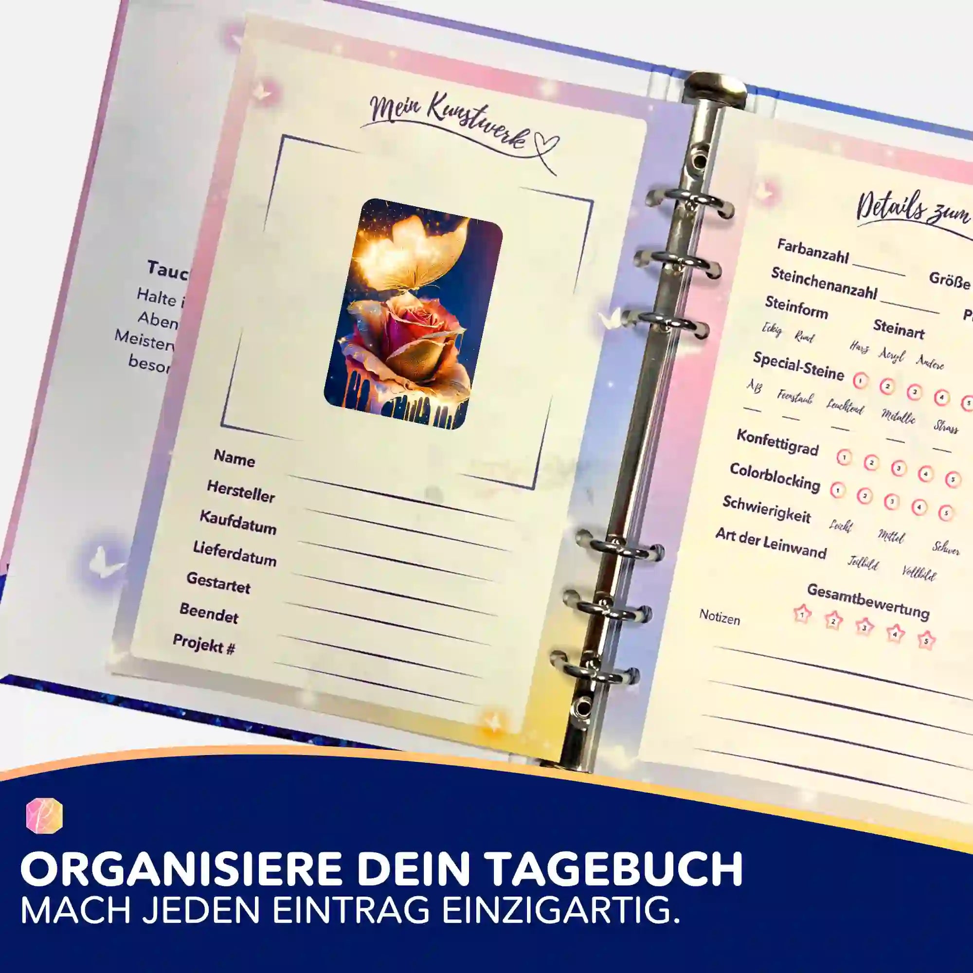 Aufkleber 5er-Set - Moni´s Special - Goldene Rose