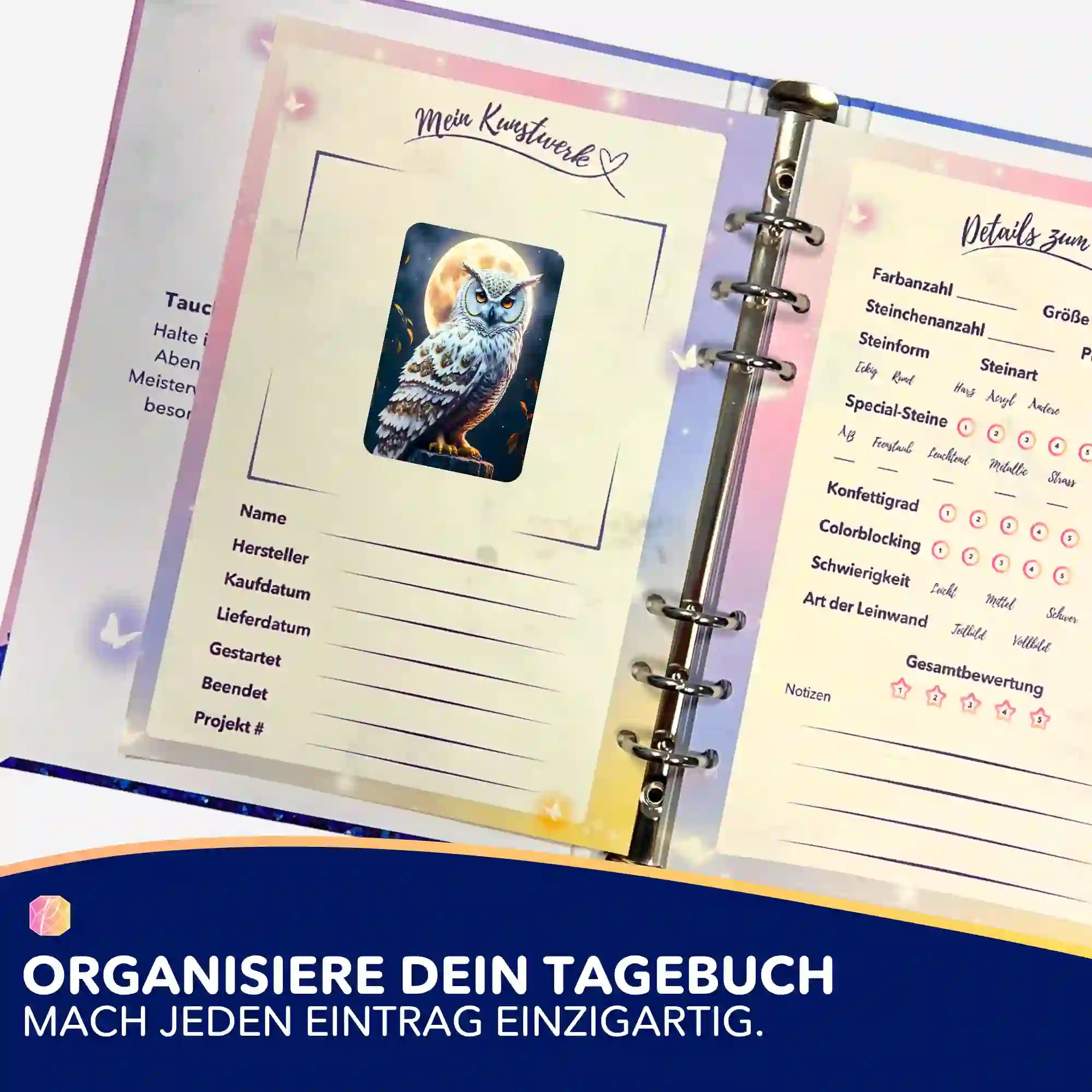 Aufkleber 5er-Set - Eule im Mondschein