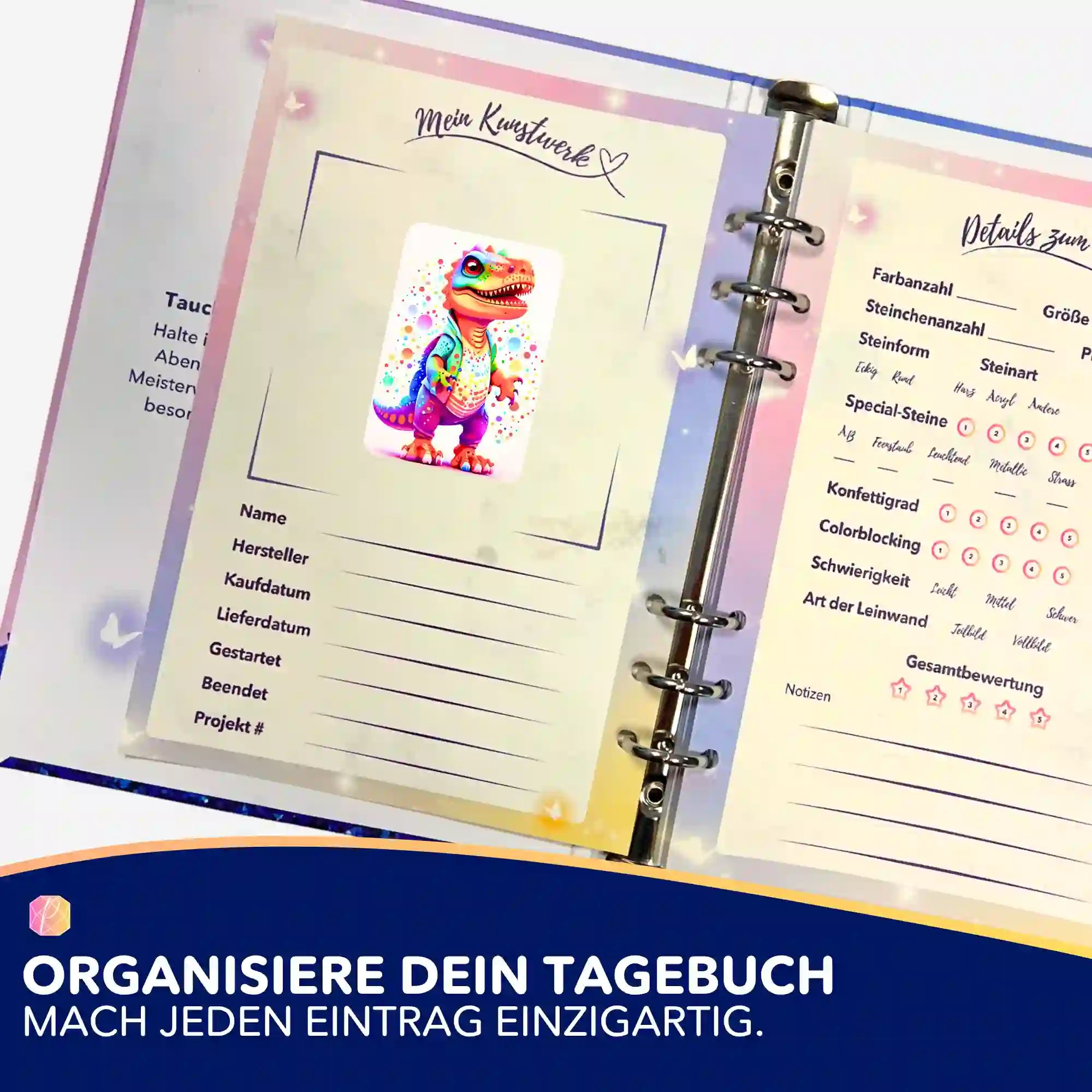 Aufkleber 5er-Set - Kunterbunter Dinosaurier