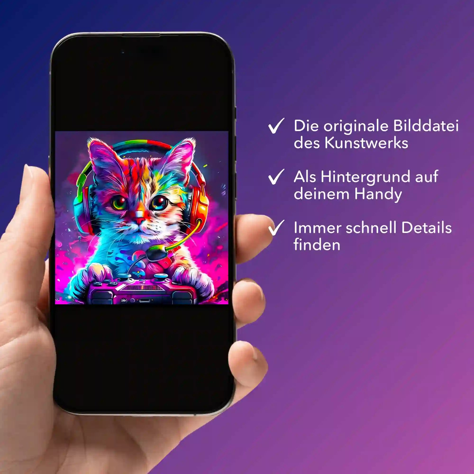 Digitale Bildmappe - Colorful gaming Cat